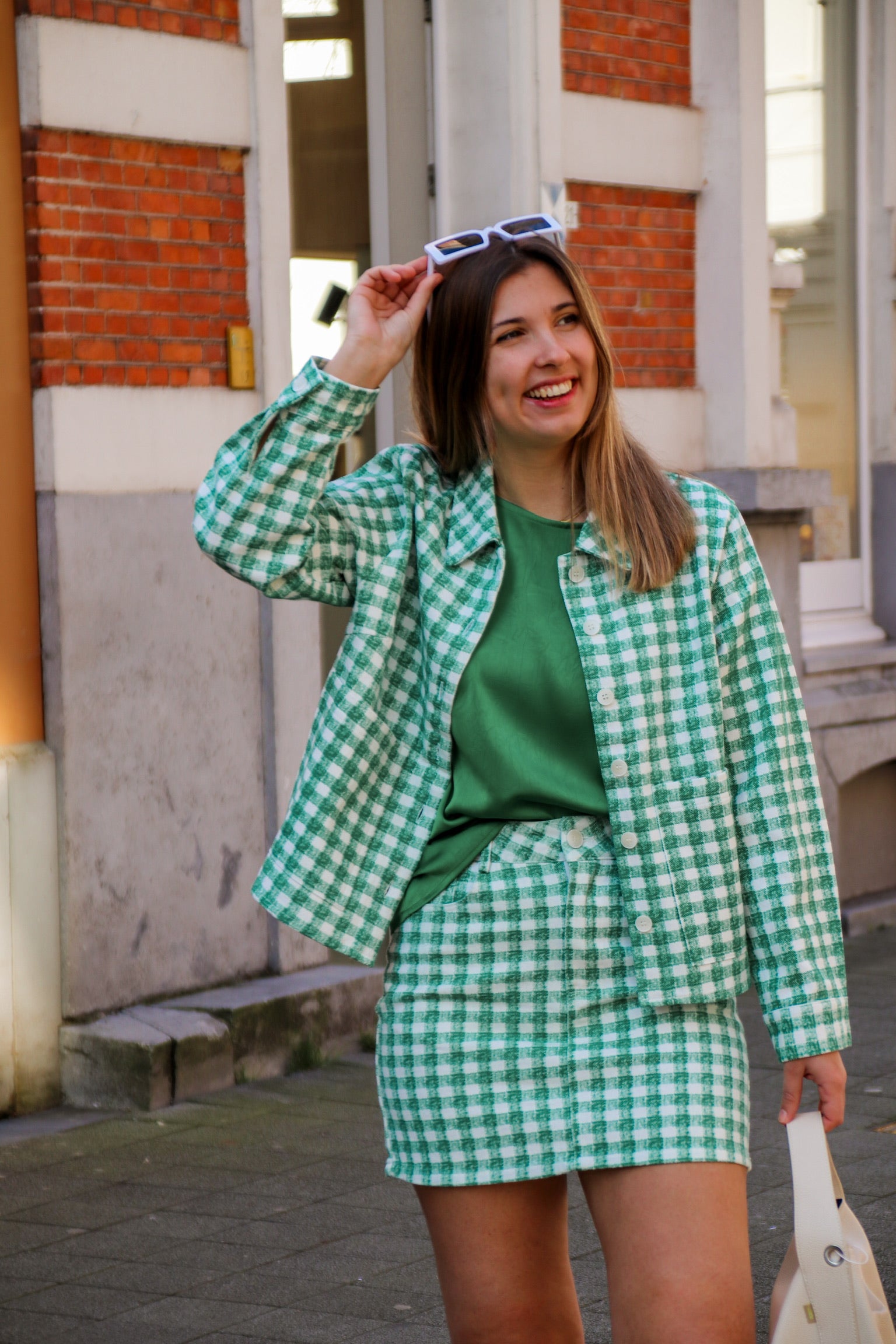 Claire check jacket green