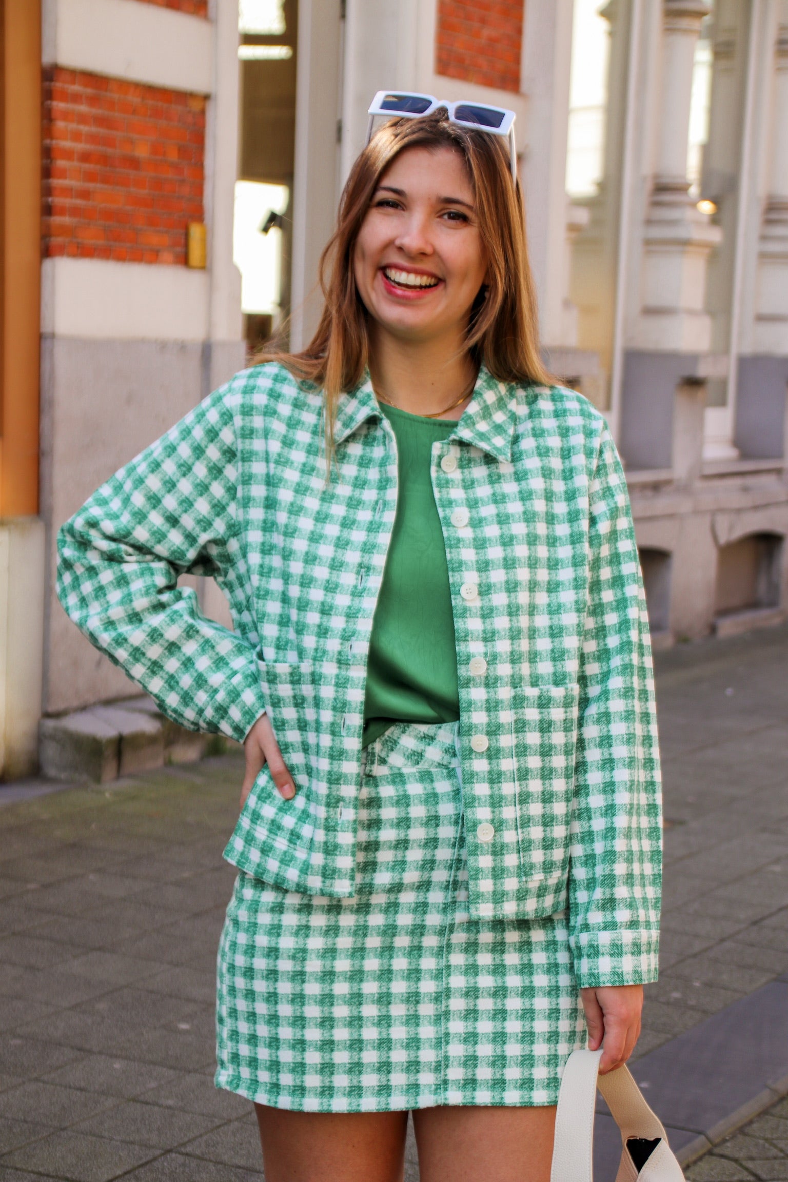 Claire check jacket green