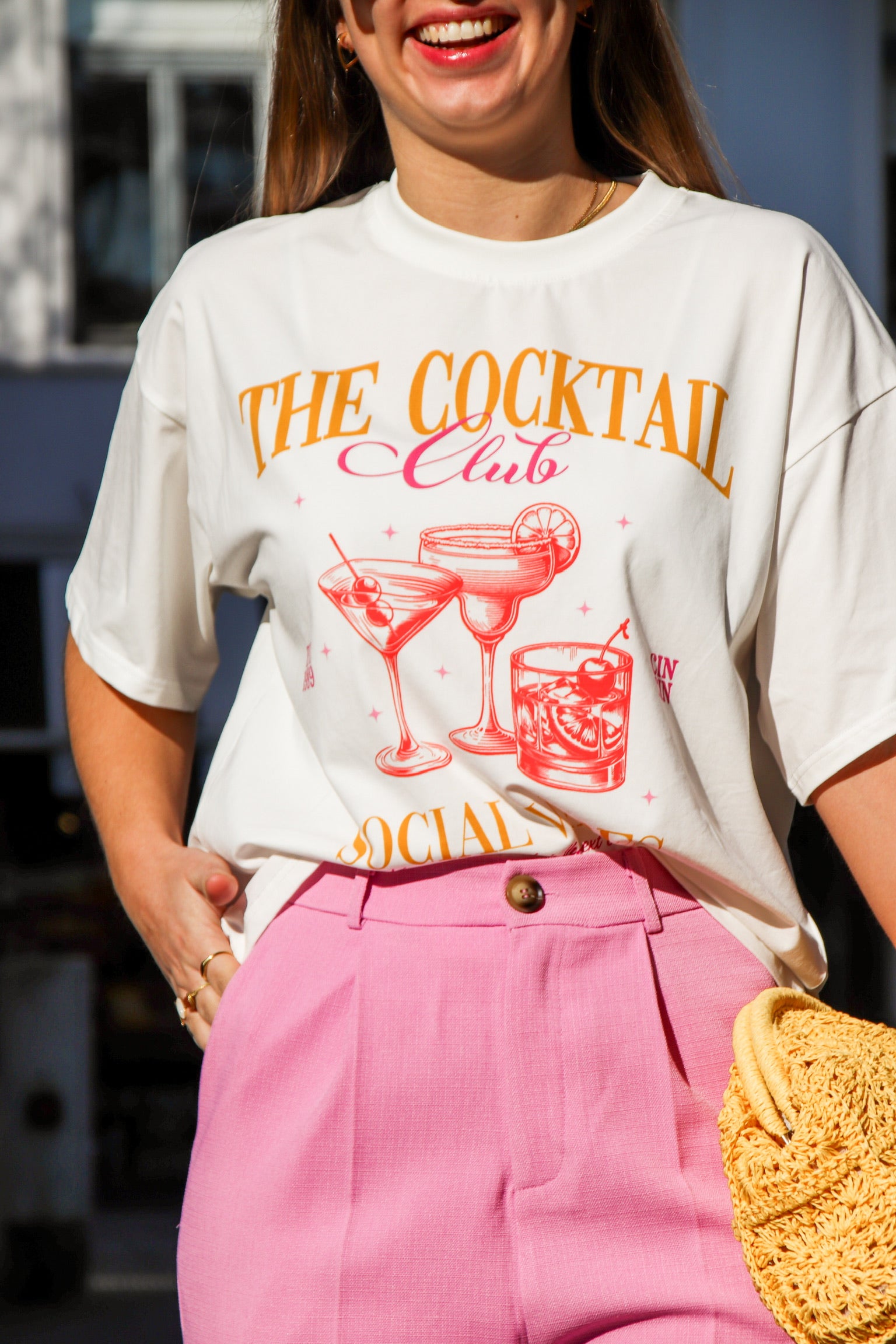 Cocktail club T-shirt orange/pink