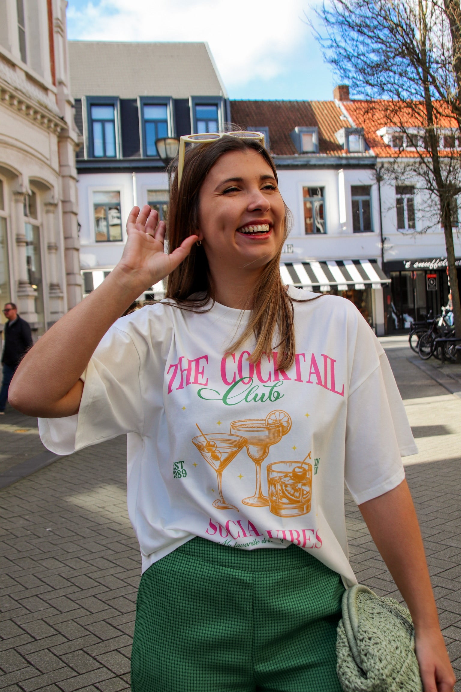 Cocktail club T-shirt pink/green