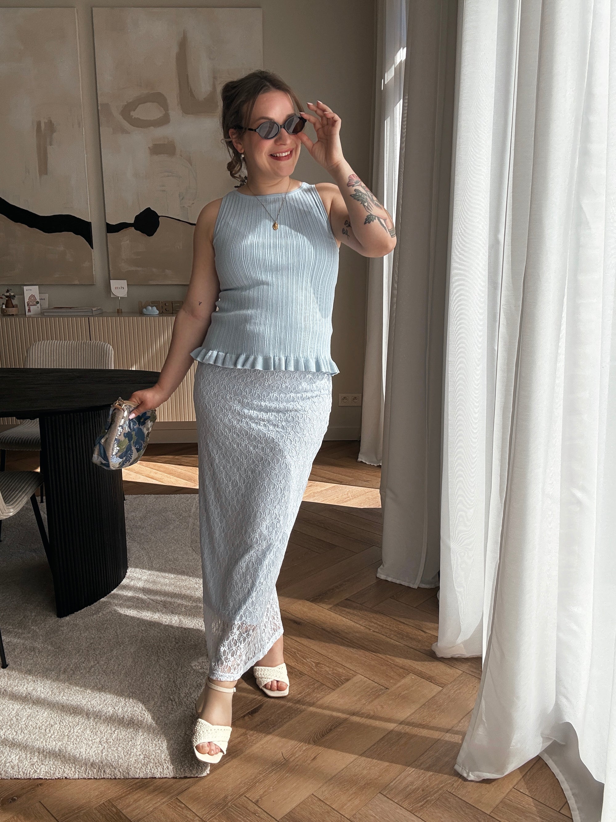 Monroe lace maxiskirt blue