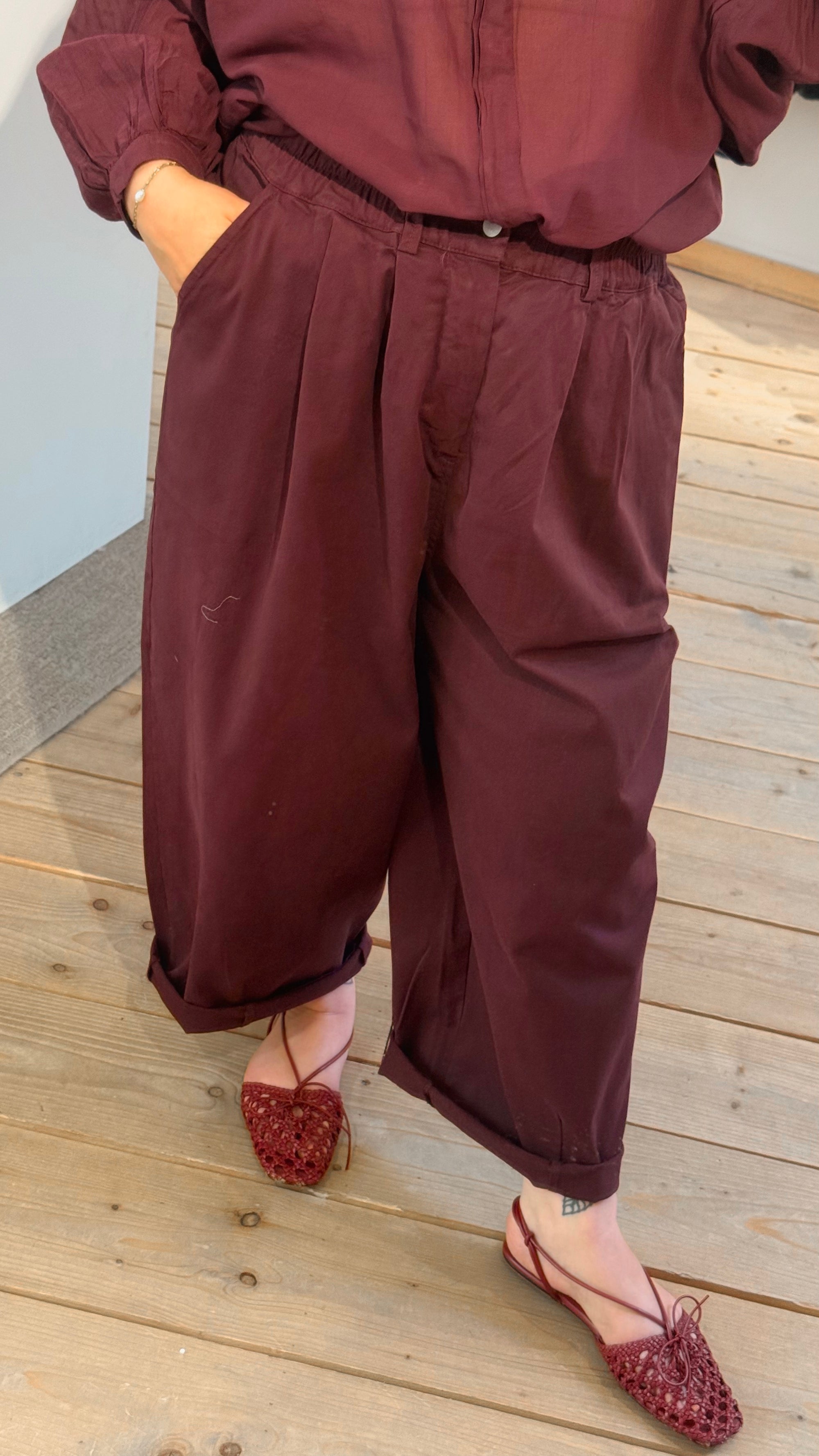 Freya barrel trousers - wine
