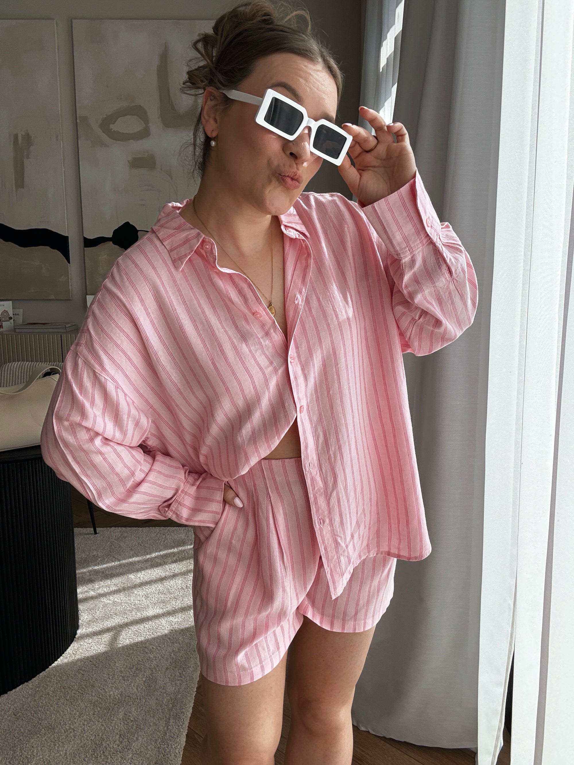 Almira linnen short pink