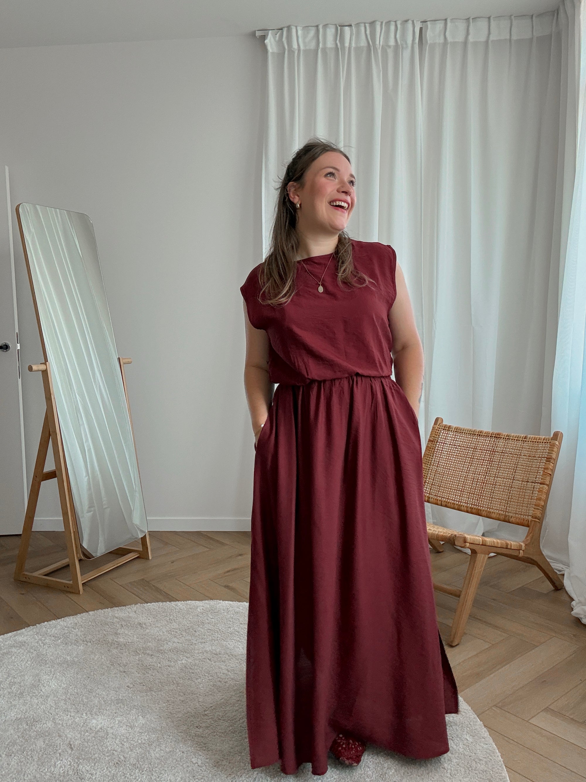 Briar top & skirt set - wine