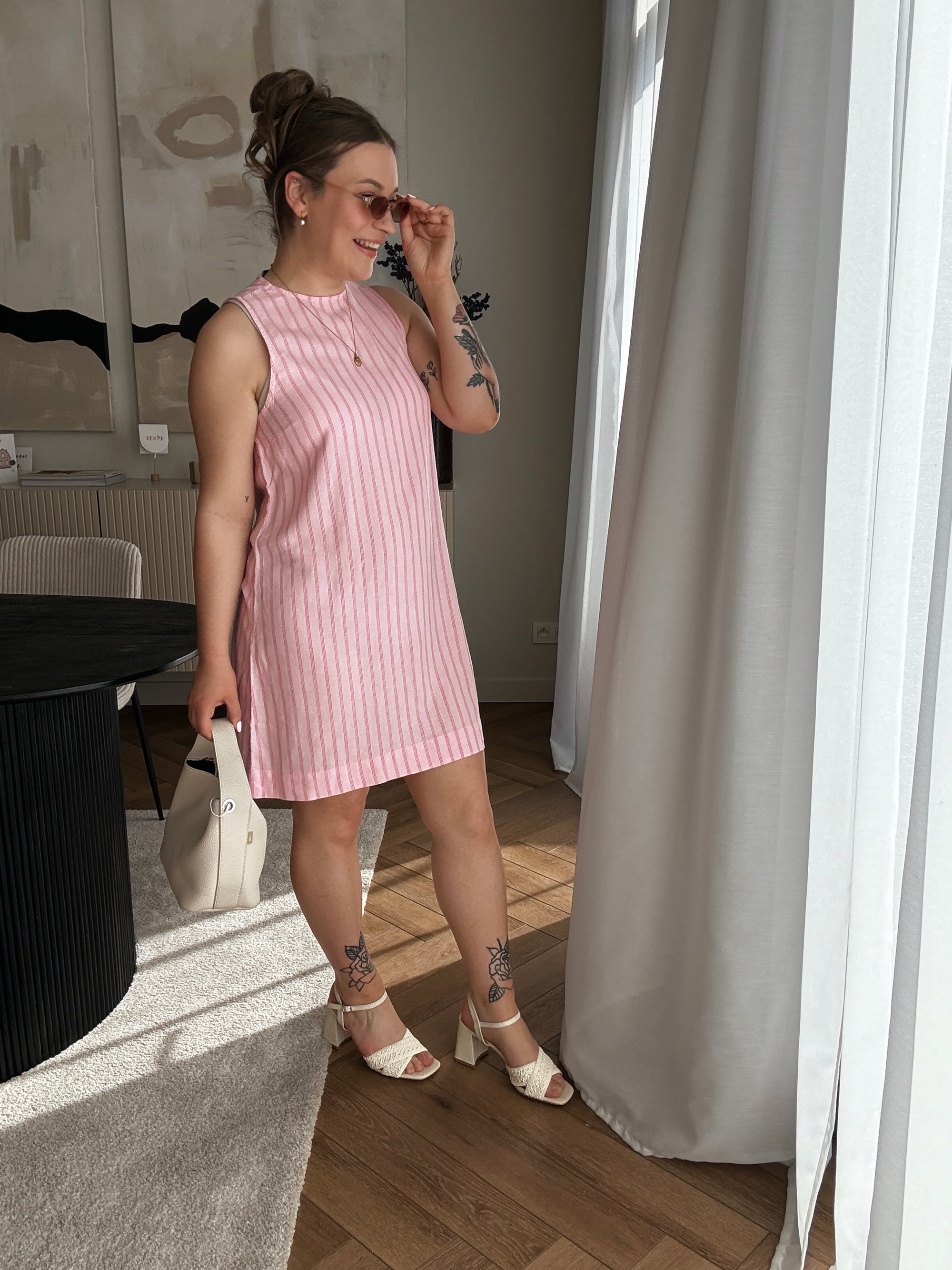 Almira linnen dress pink
