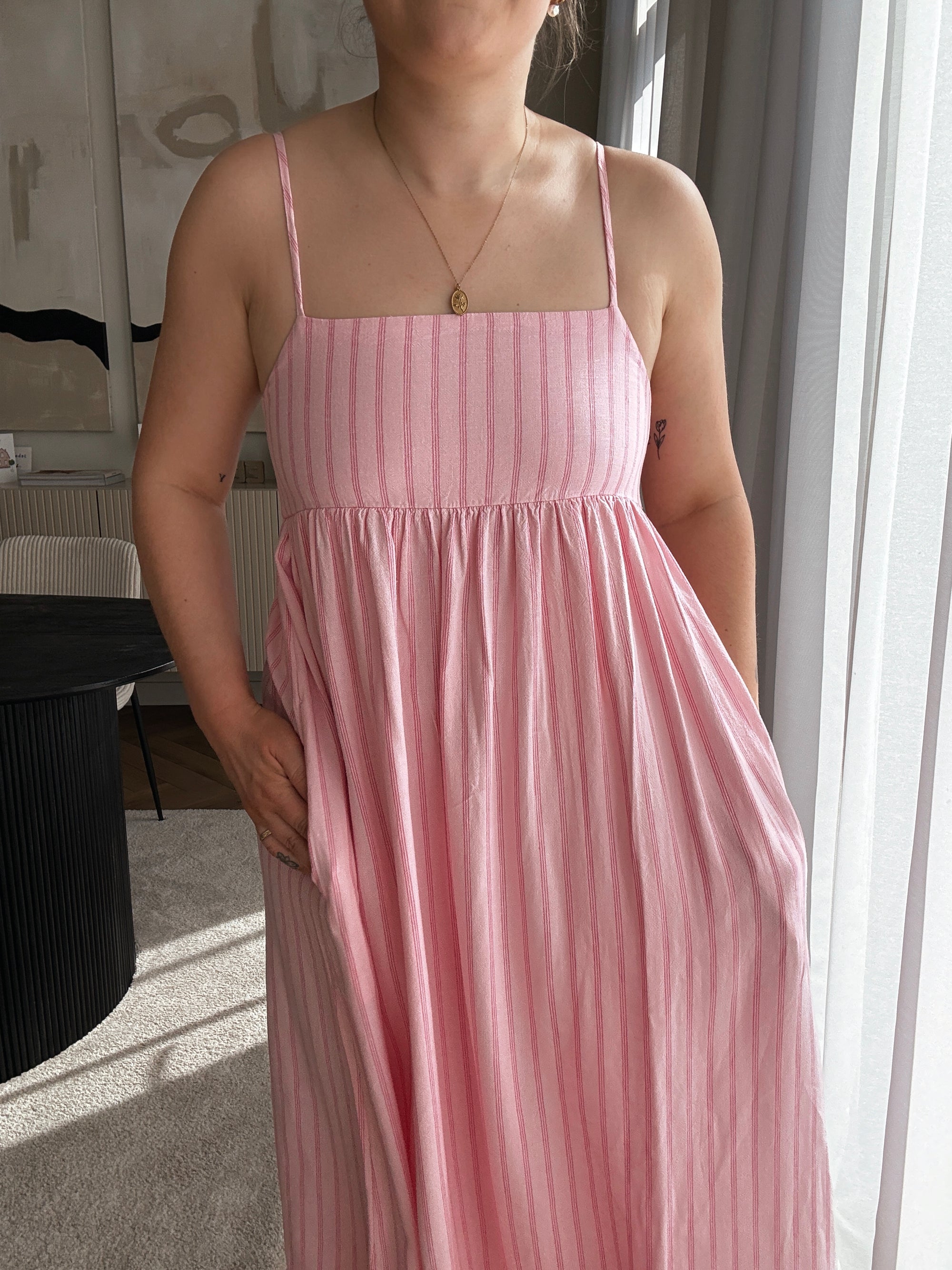 Almira linnen maxidress pink