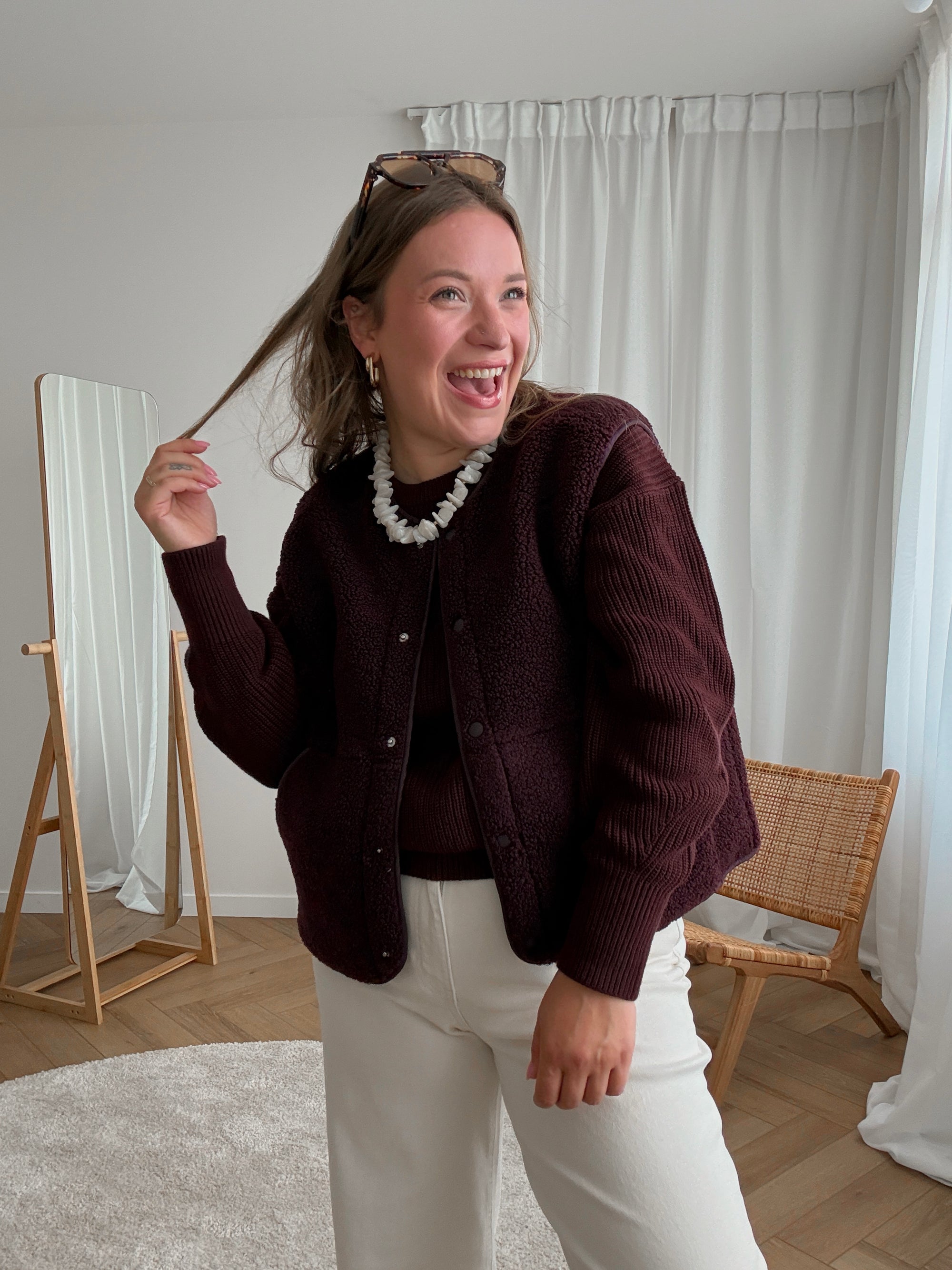 Vera teddy vest -wine