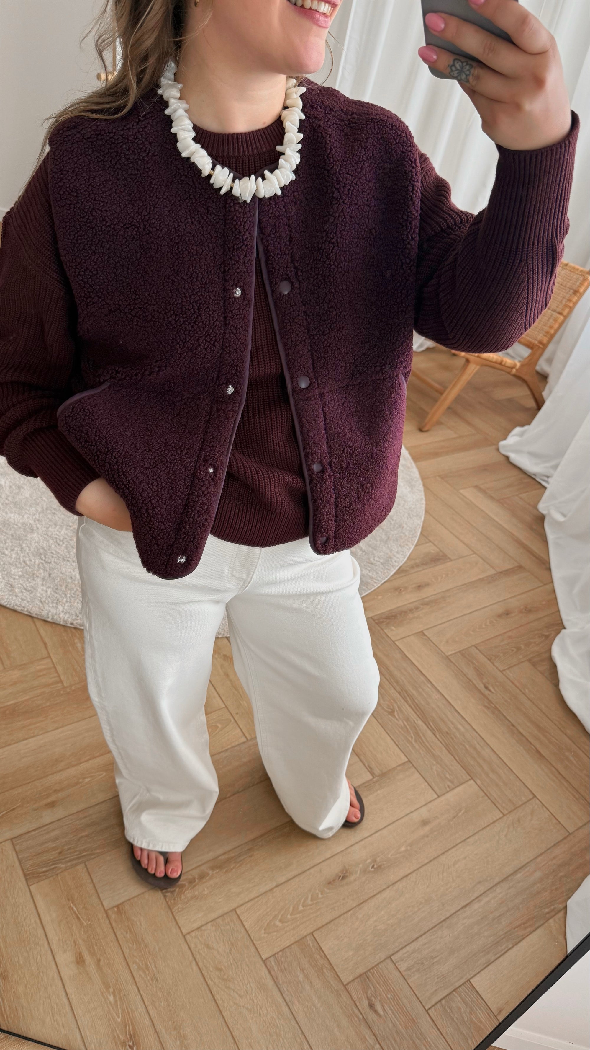 Vera teddy vest -wine