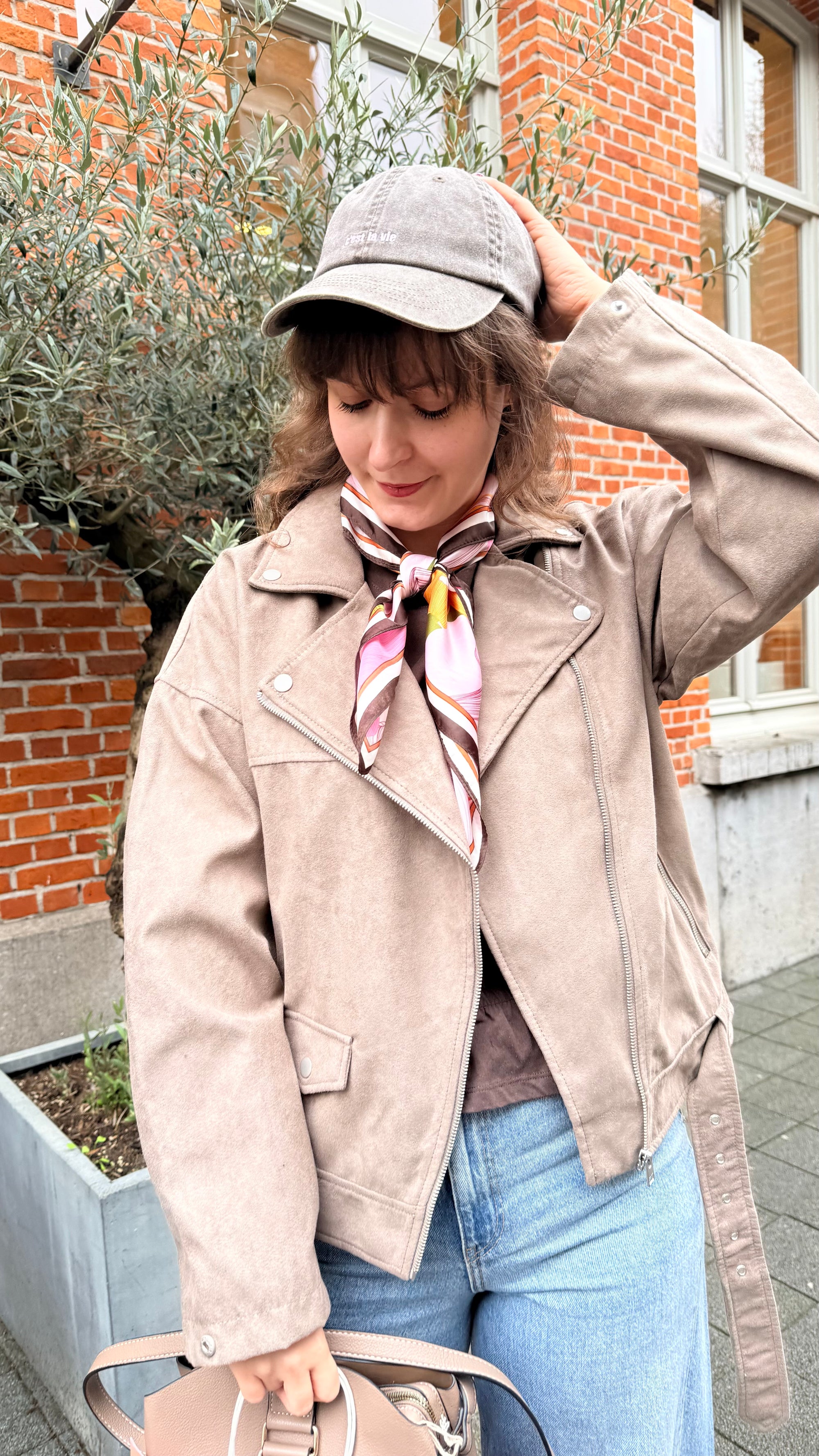 Frida biker jacket taupe