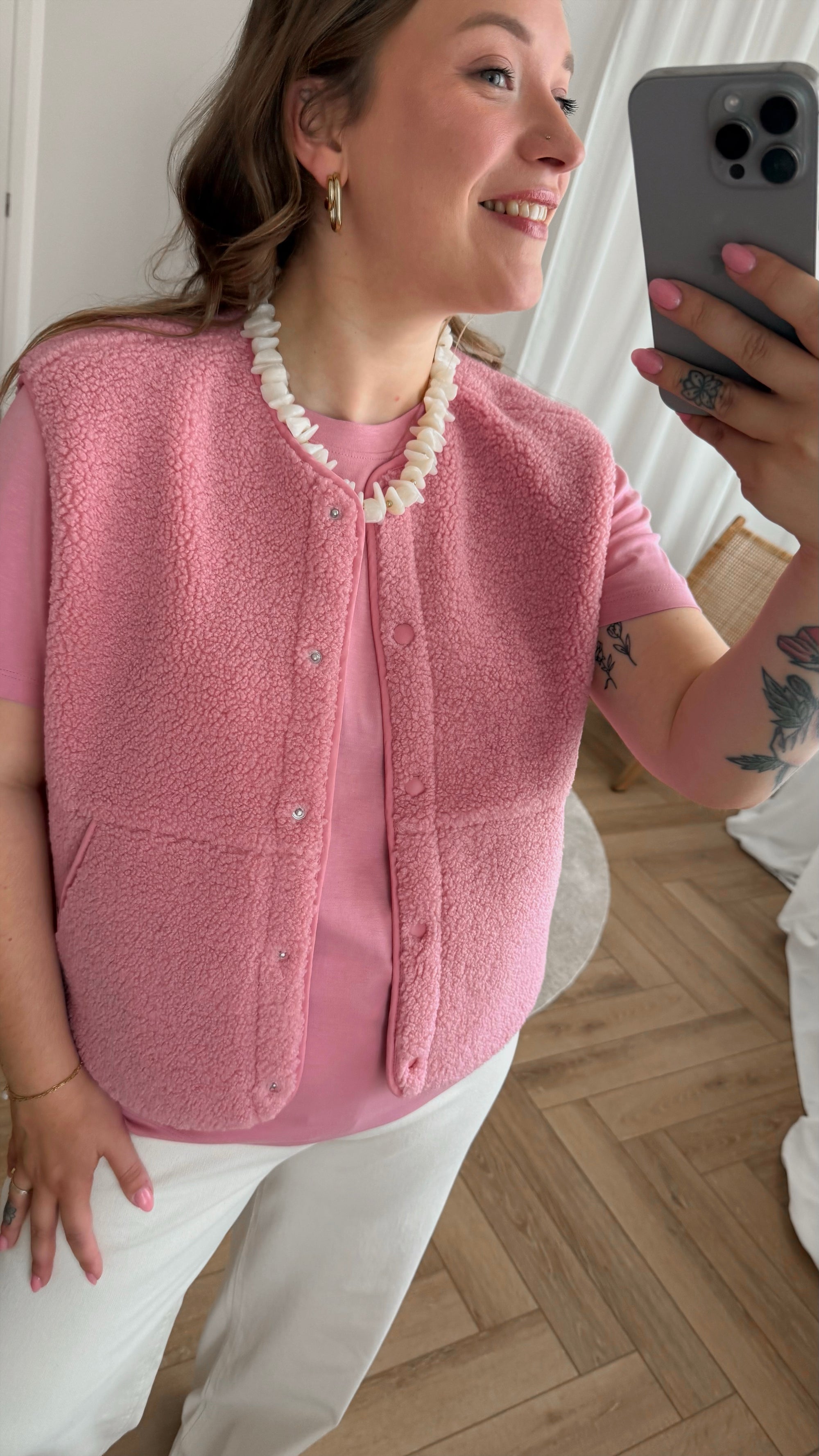 Vera teddy vest -pink