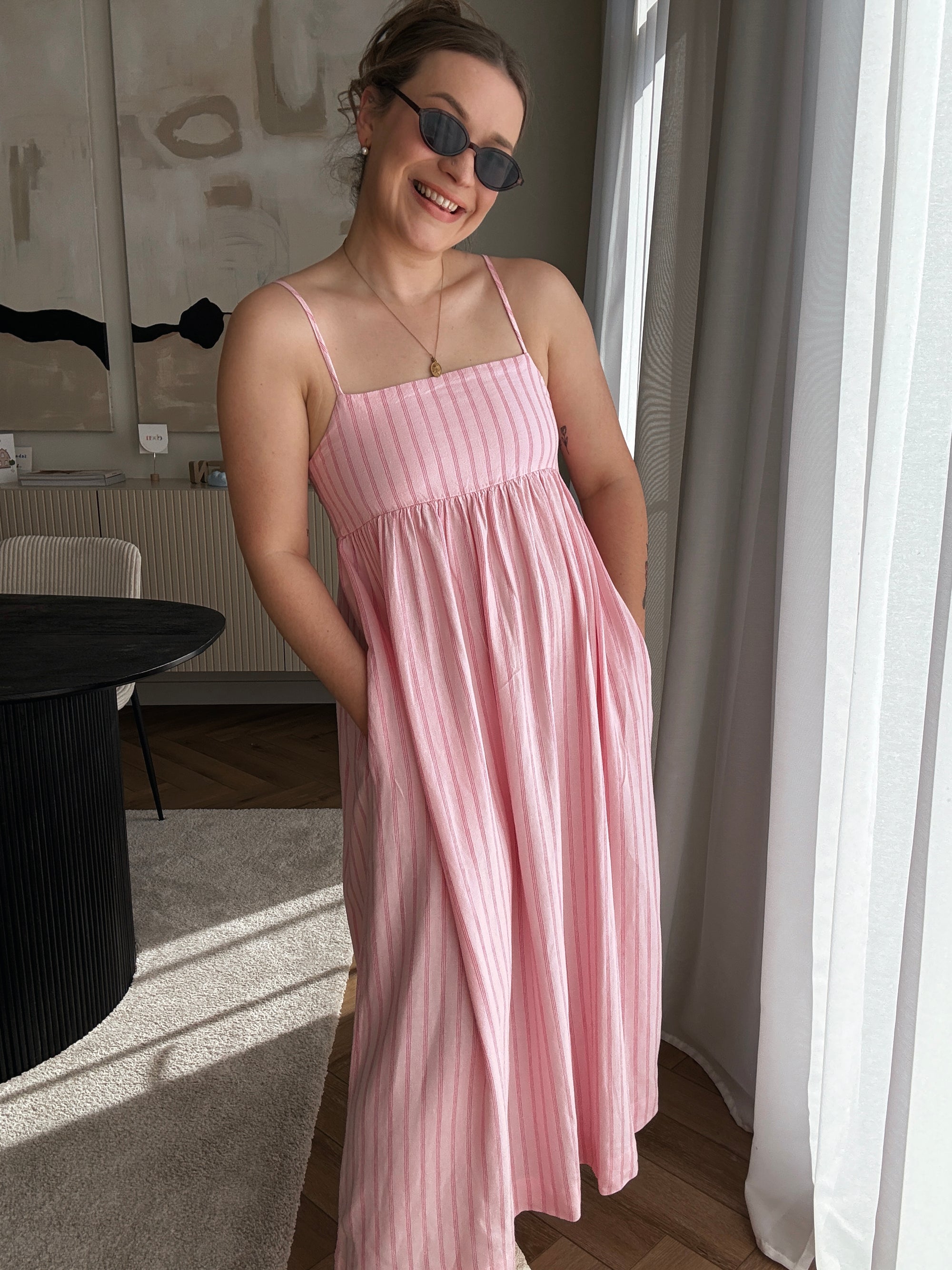 Almira linnen maxidress pink