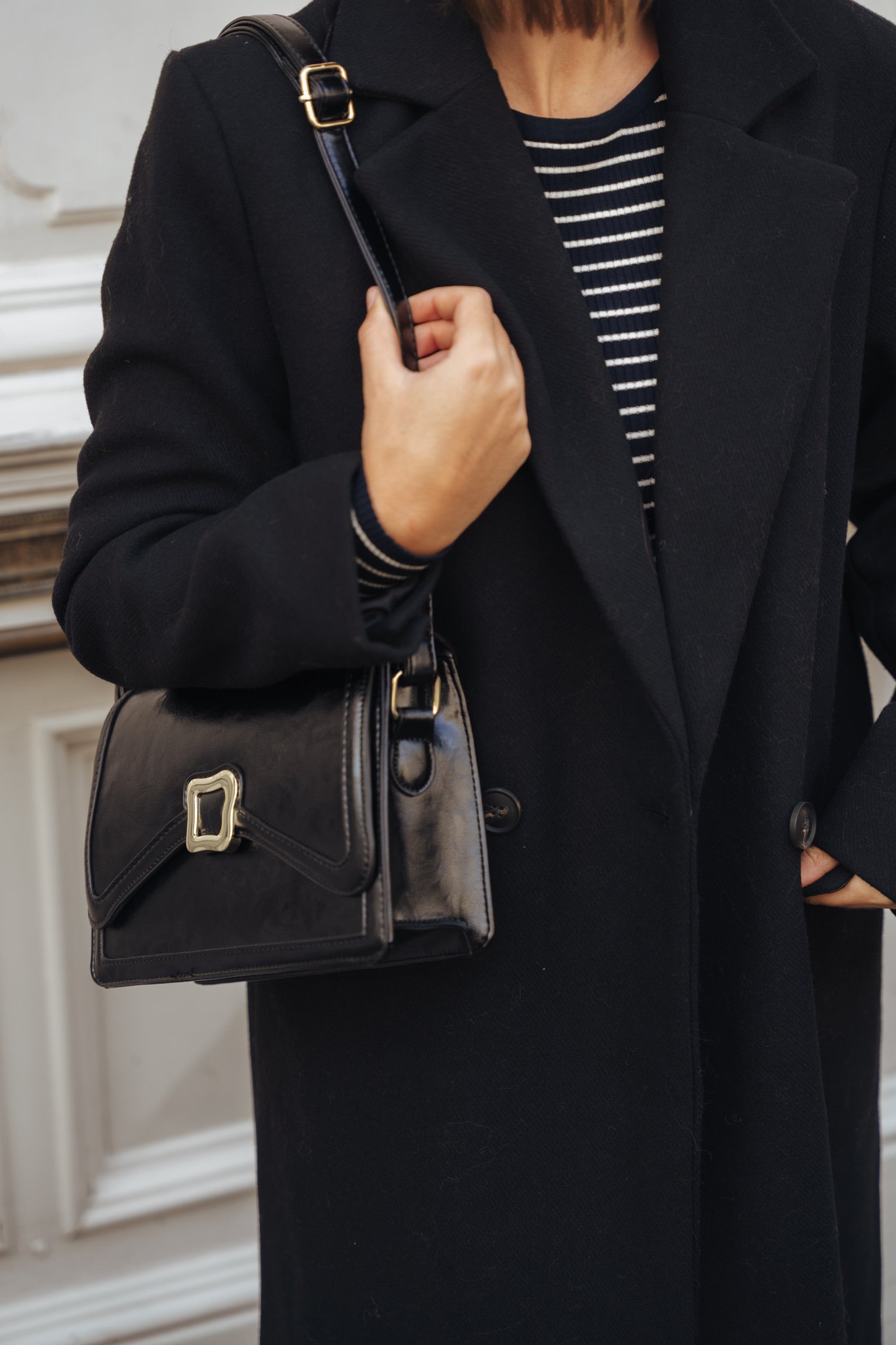 Elisa long wool coat black