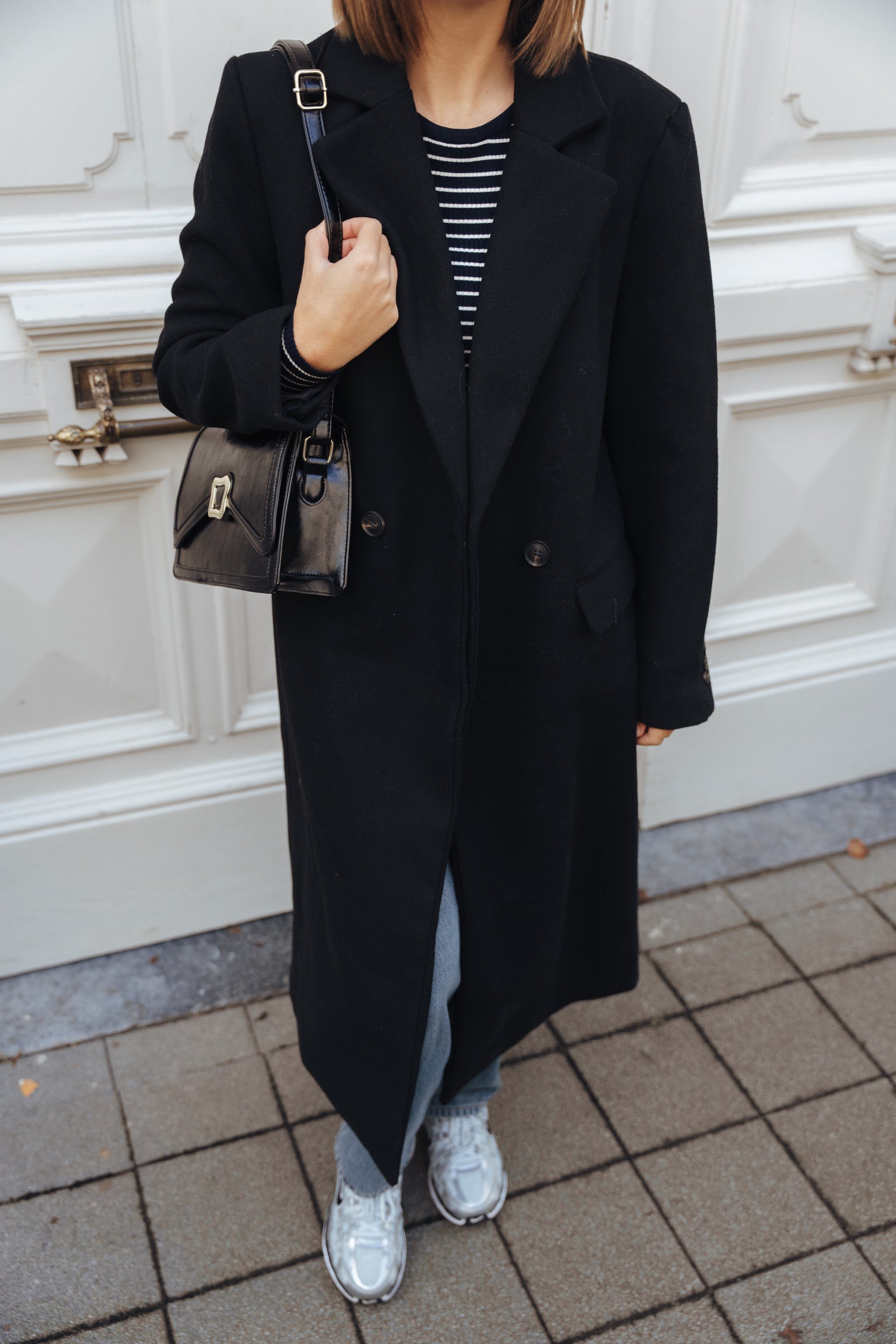 Elisa long wool coat black