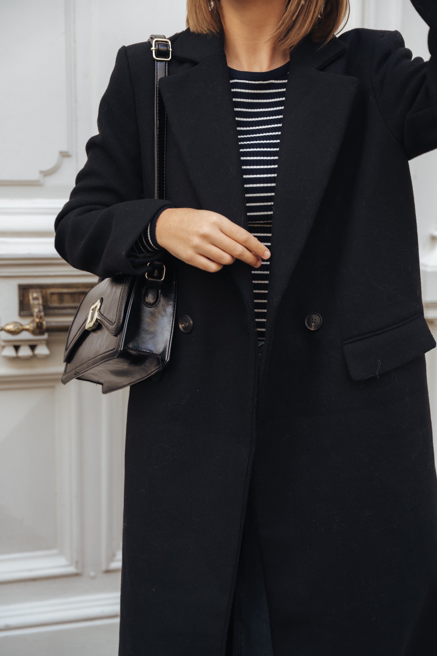 Elisa long wool coat black