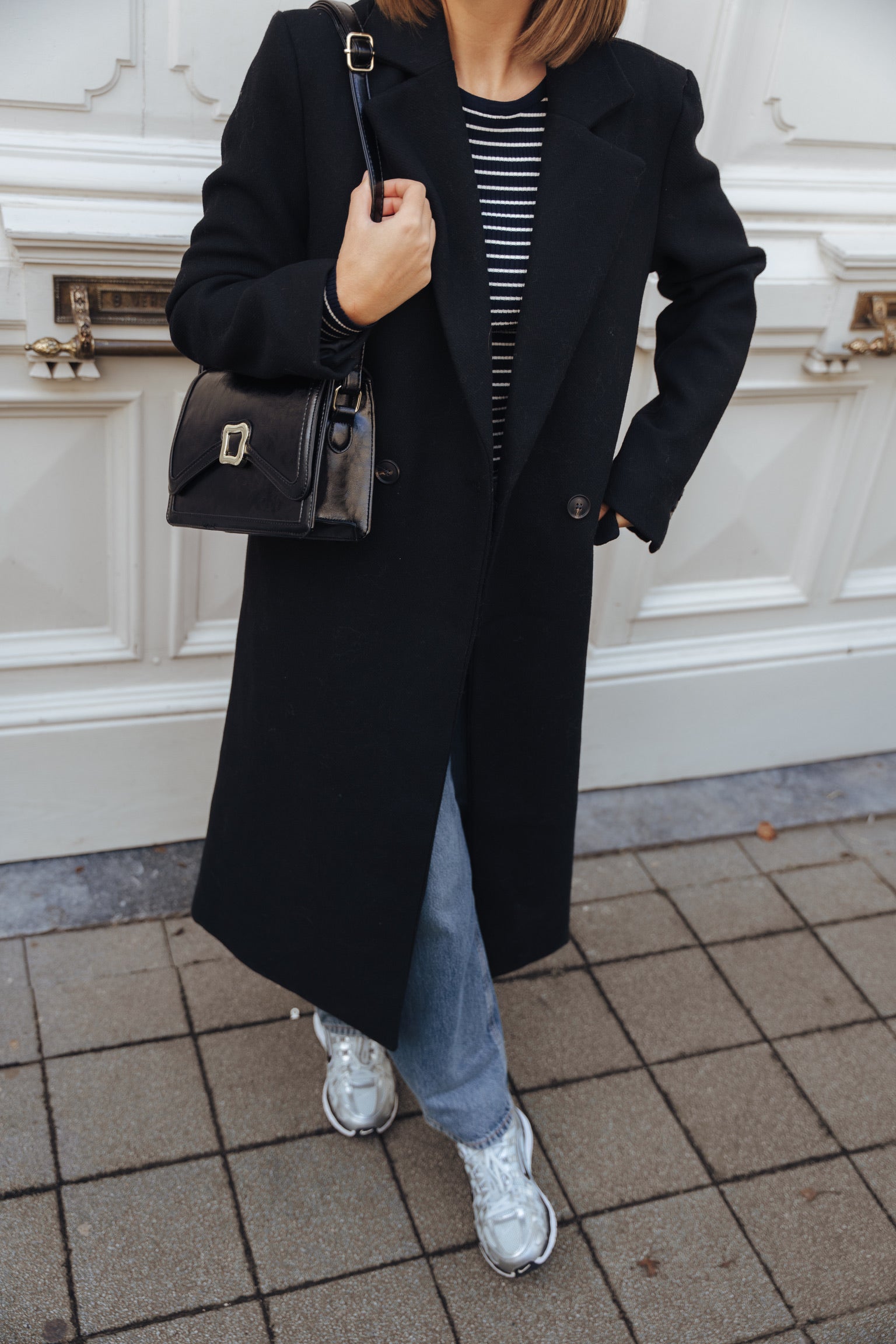 Elisa long wool coat black