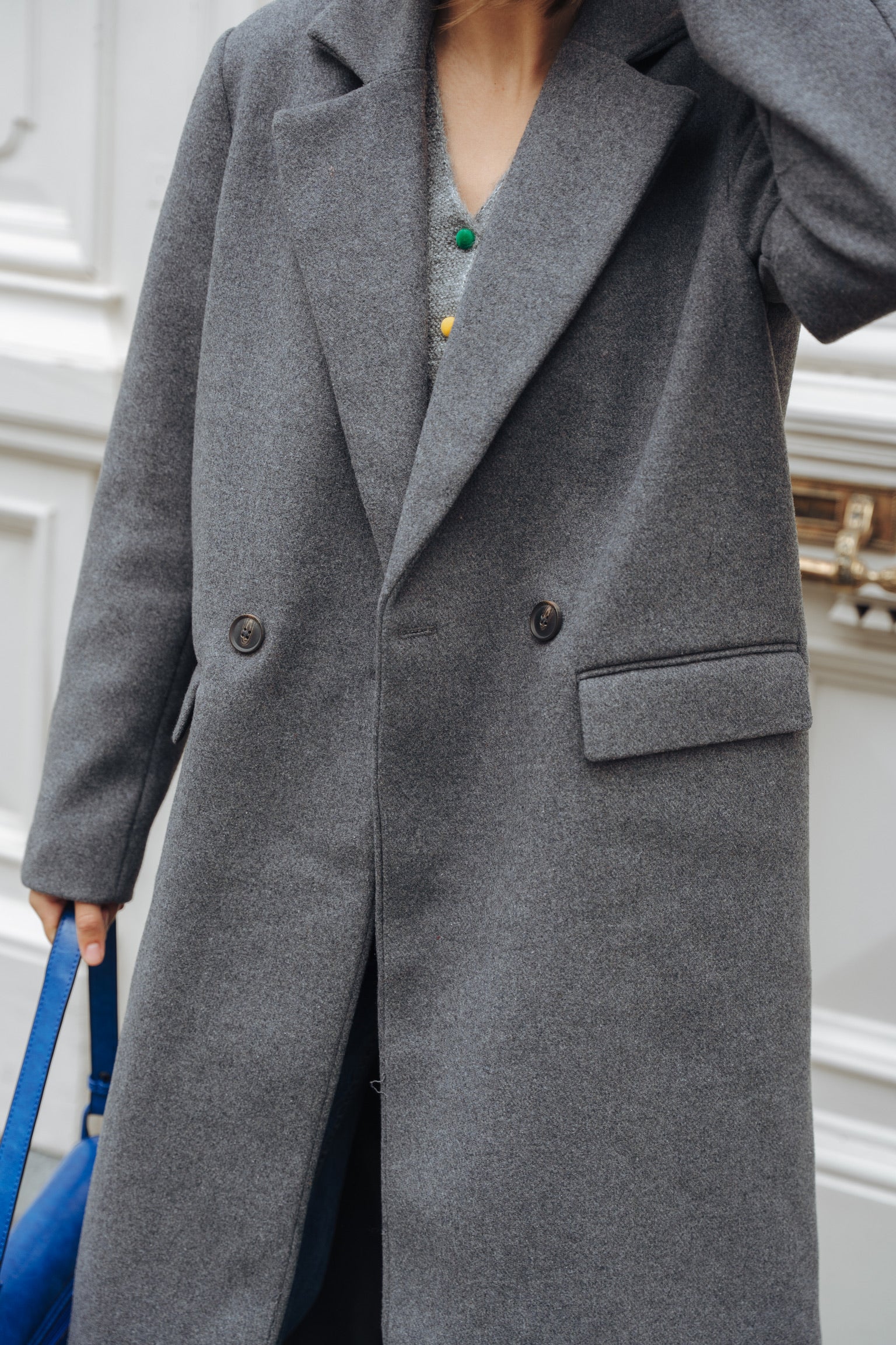 Elisa long wool coat grey
