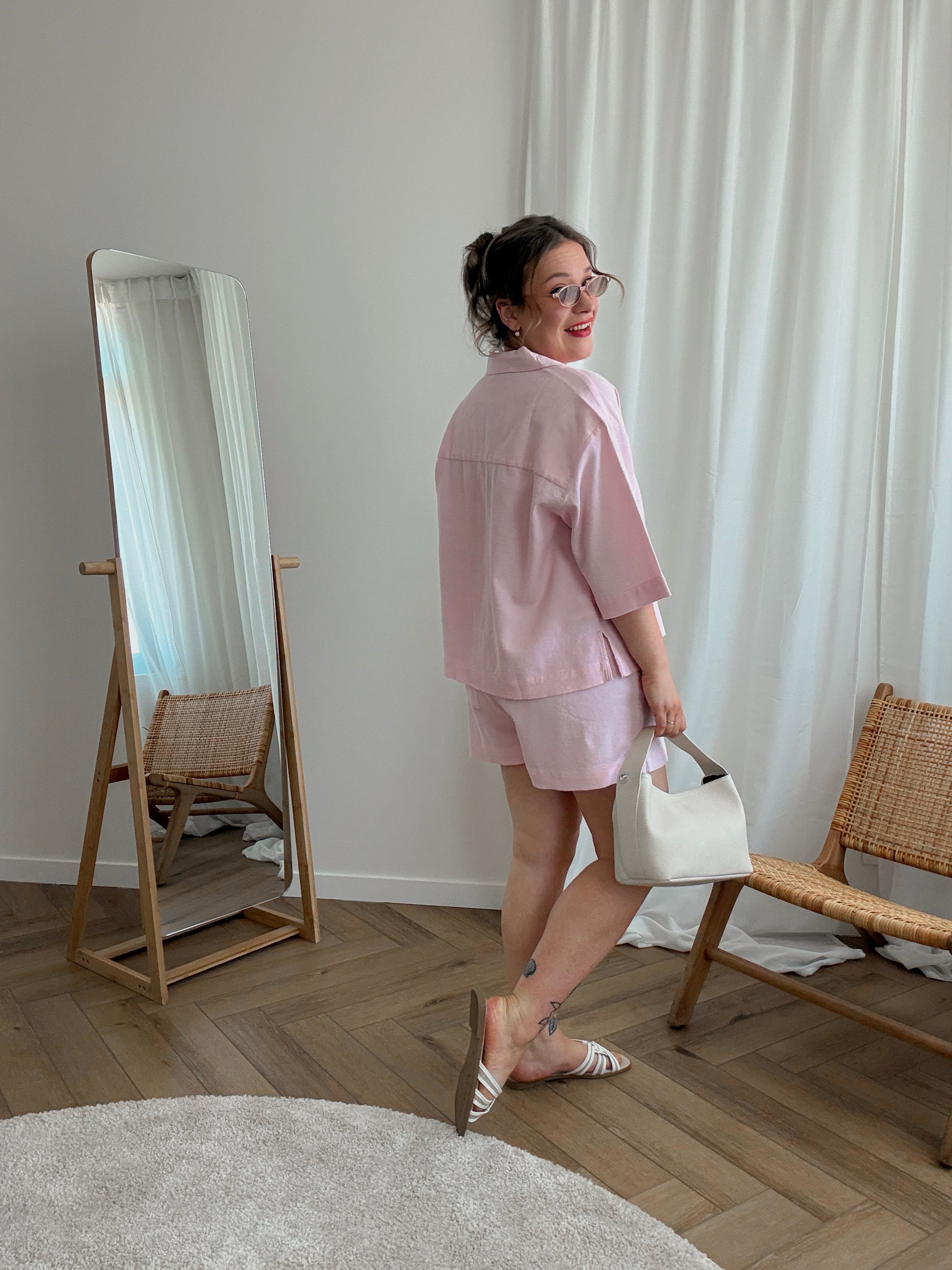 Global waffle shorts pink