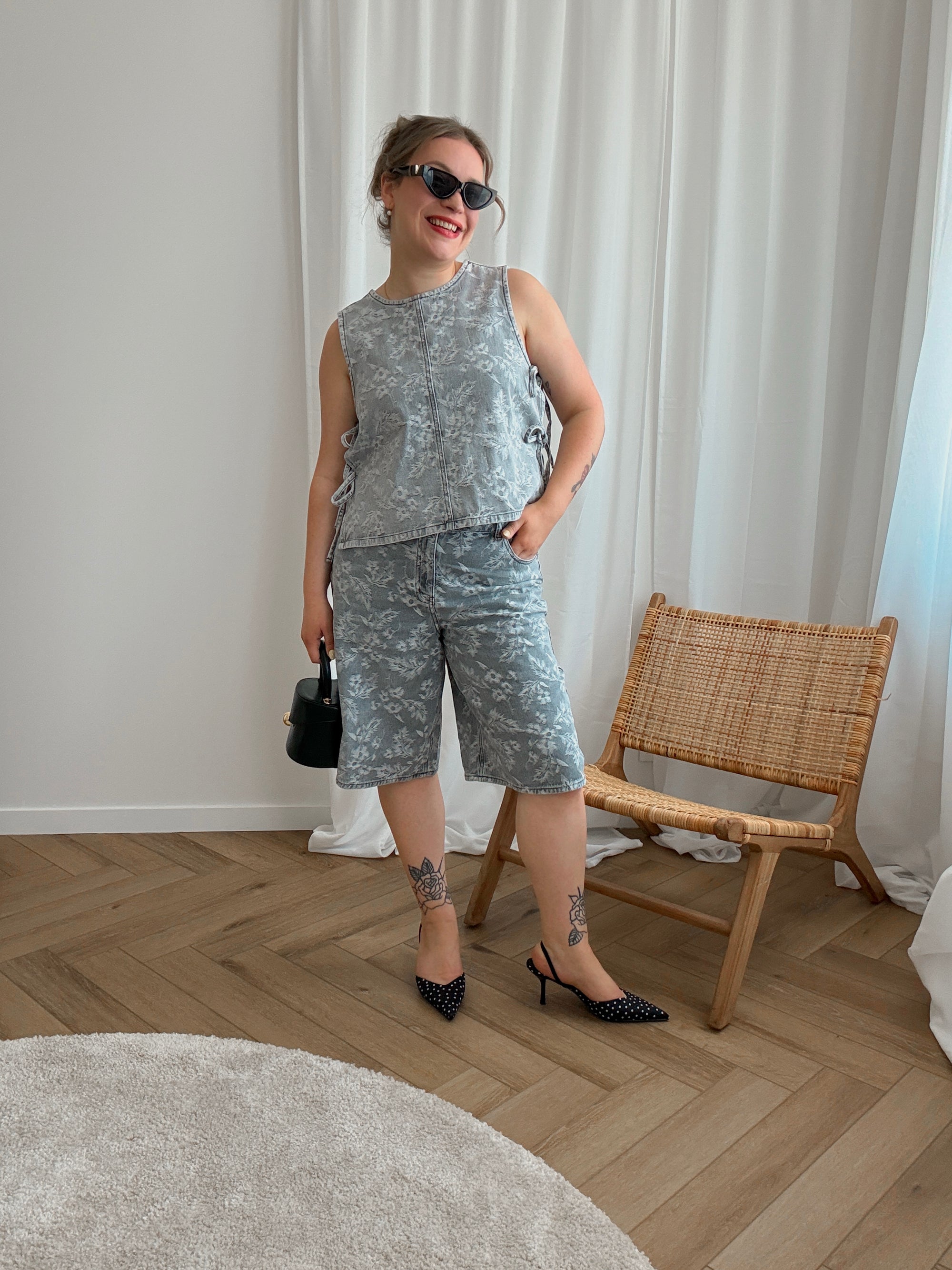 Mabel denim top grey