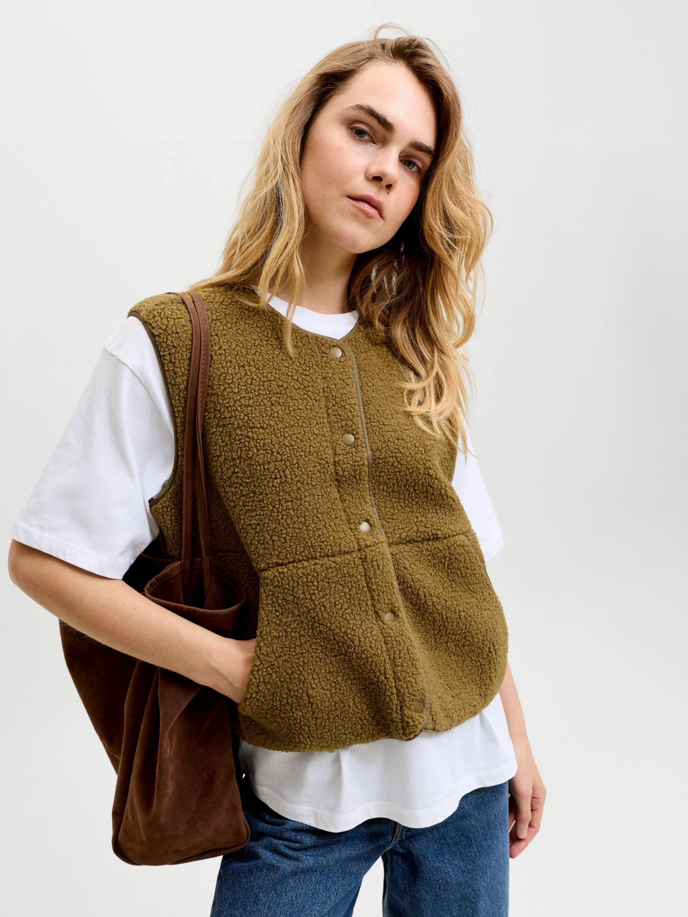 Vera teddy vest -seed green