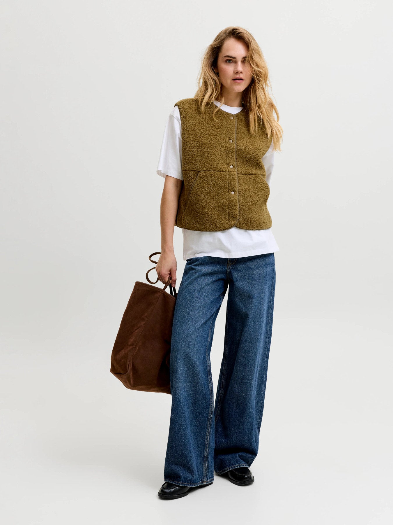 Vera teddy vest -seed green