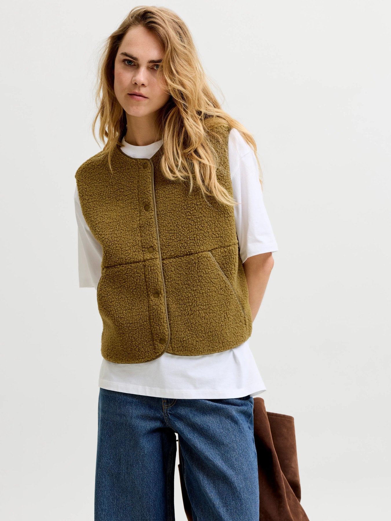 Vera teddy vest -seed green