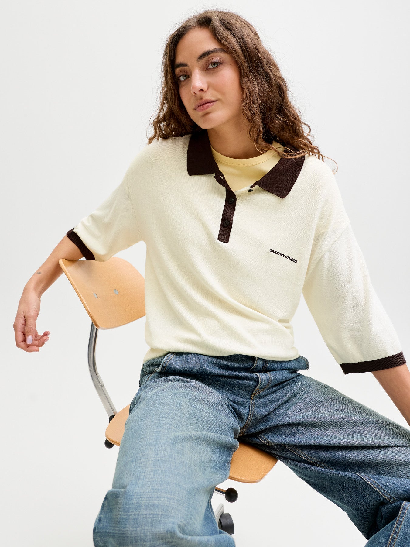 Vilda polo knit cream