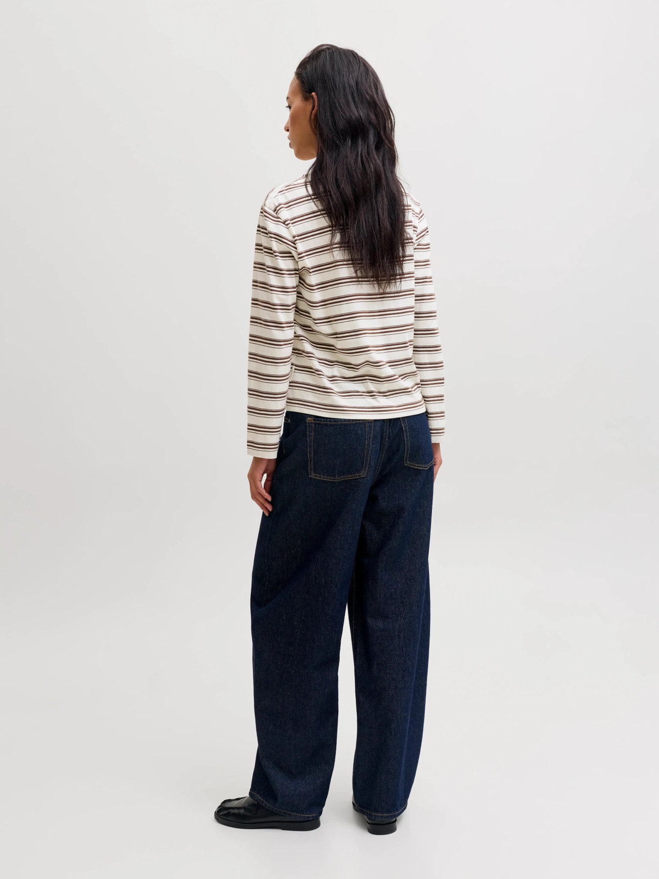 Sophia boxy striped longsleeve -vanilla