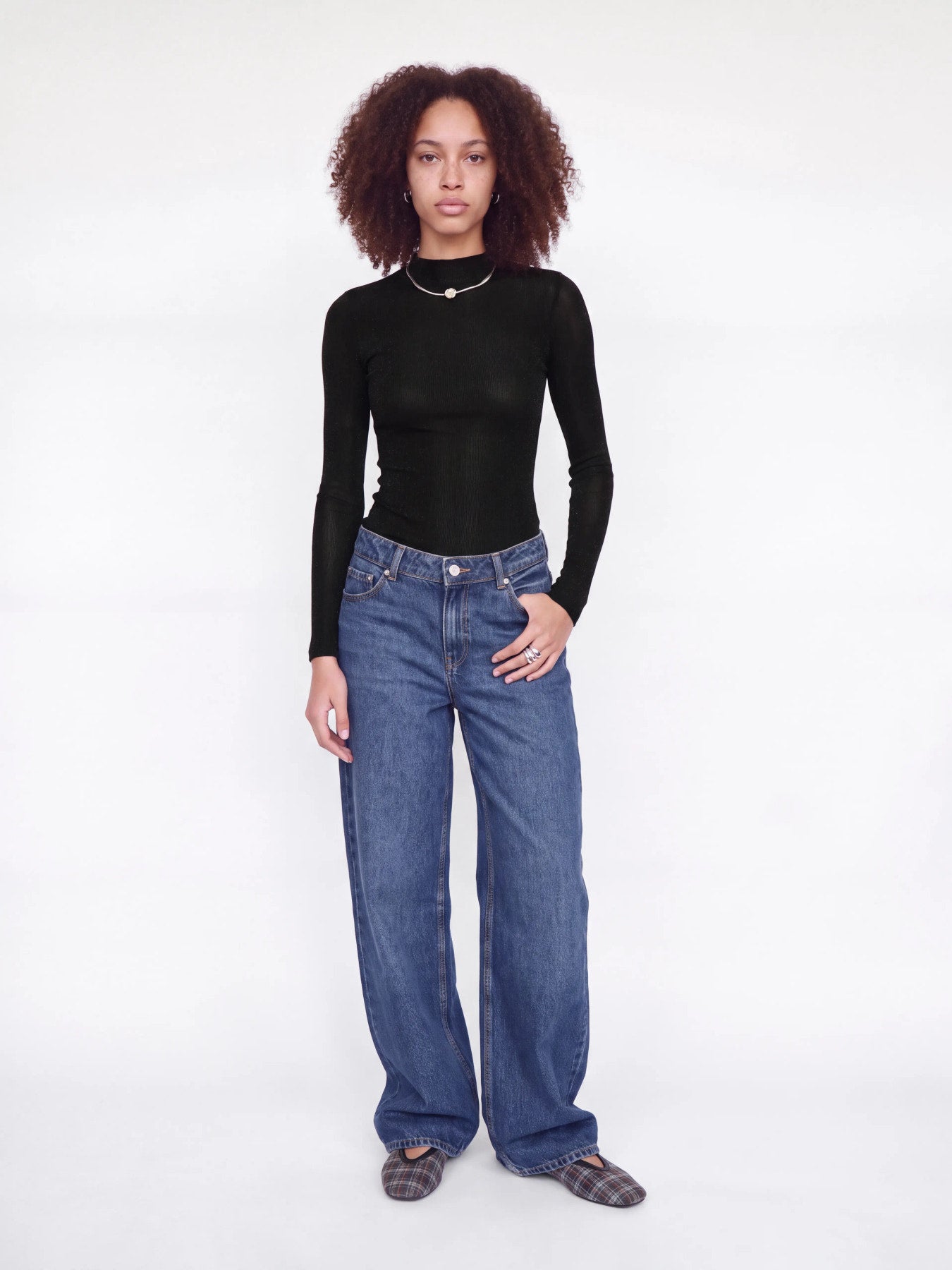 Minna mesh glitter top - black
