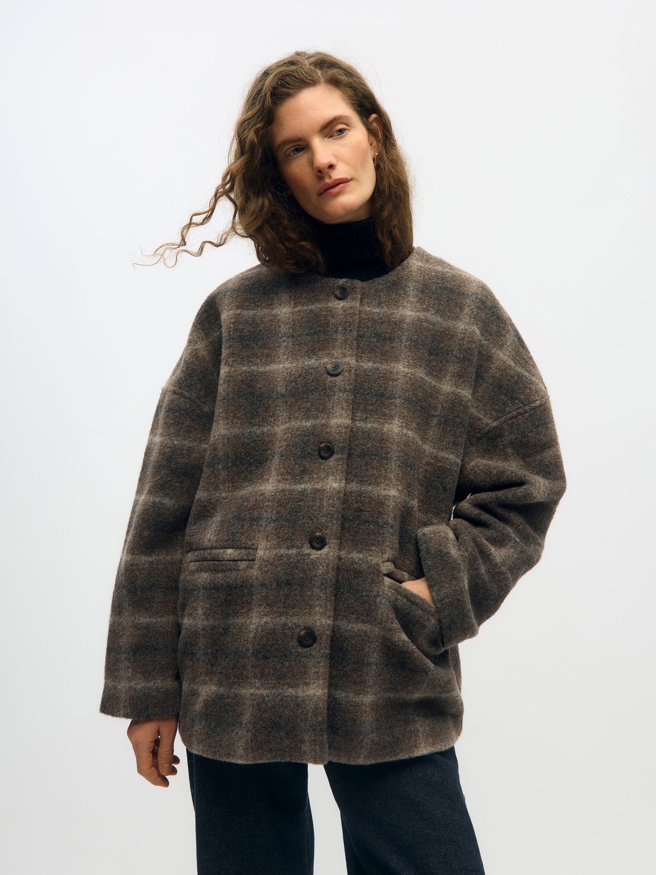 Maise check scarf jacket