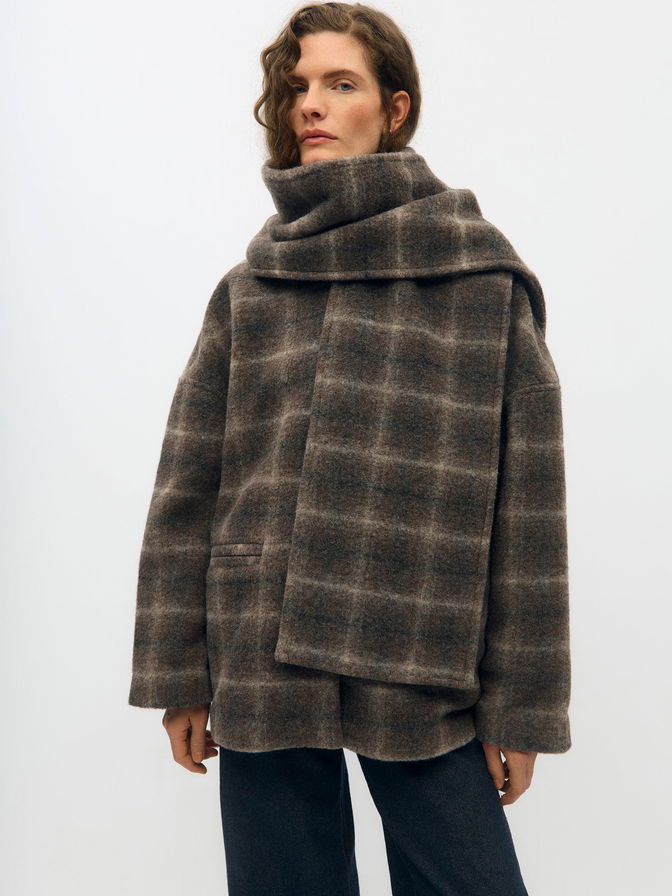 Maise check scarf jacket