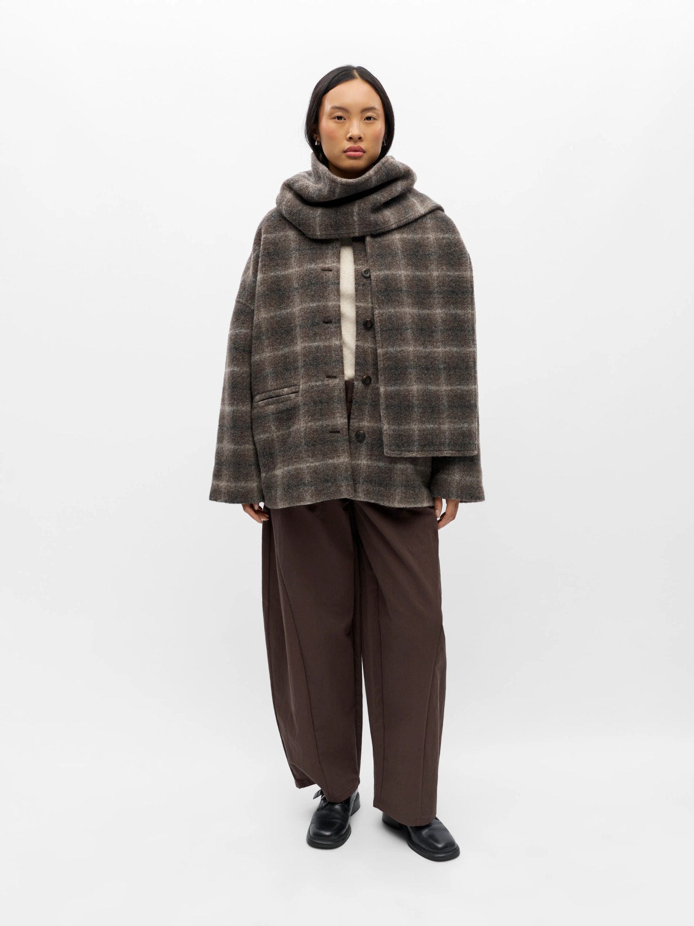 Maise check scarf jacket