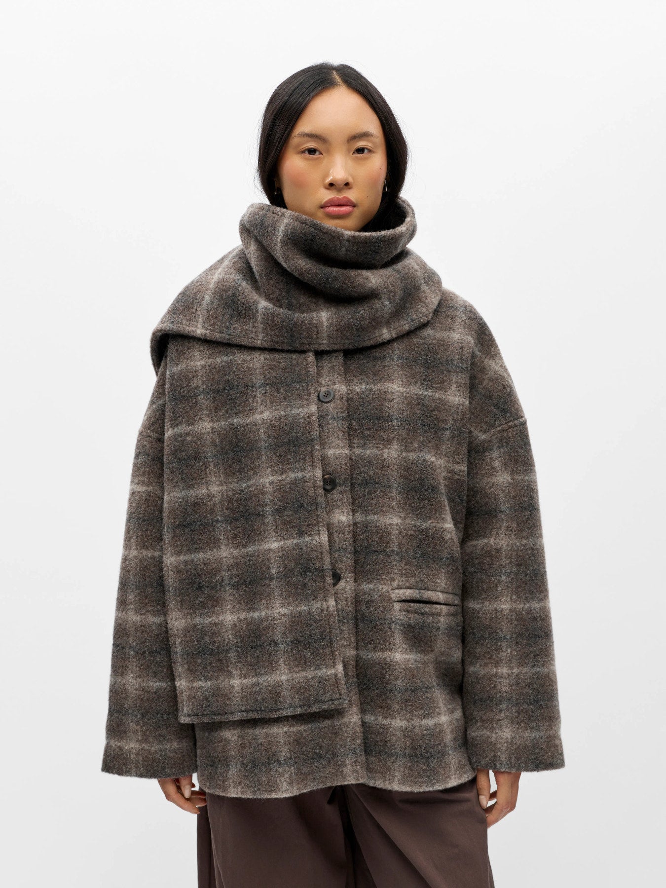 Maise check scarf jacket