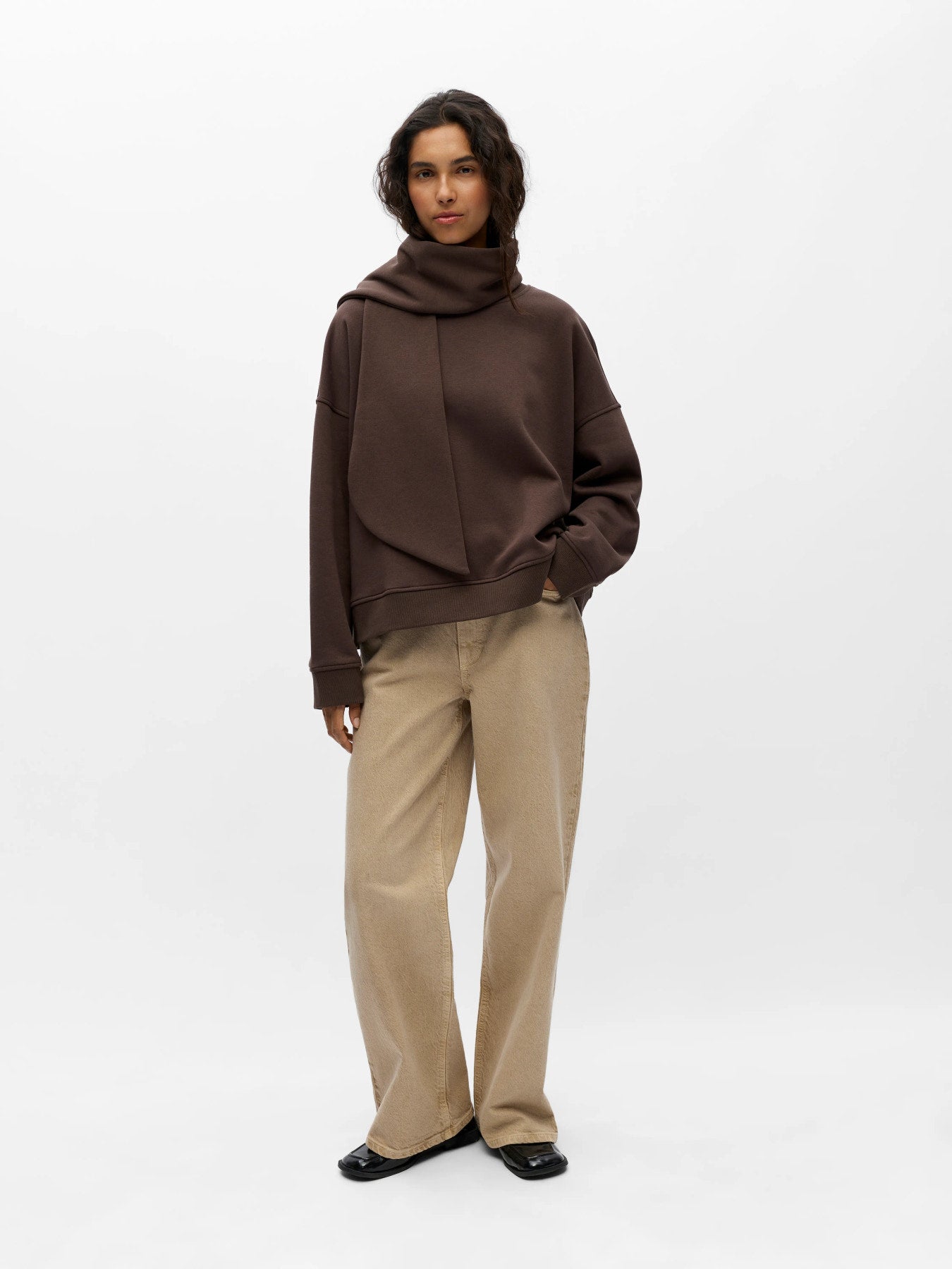 Arina tie sweatshirt -brown