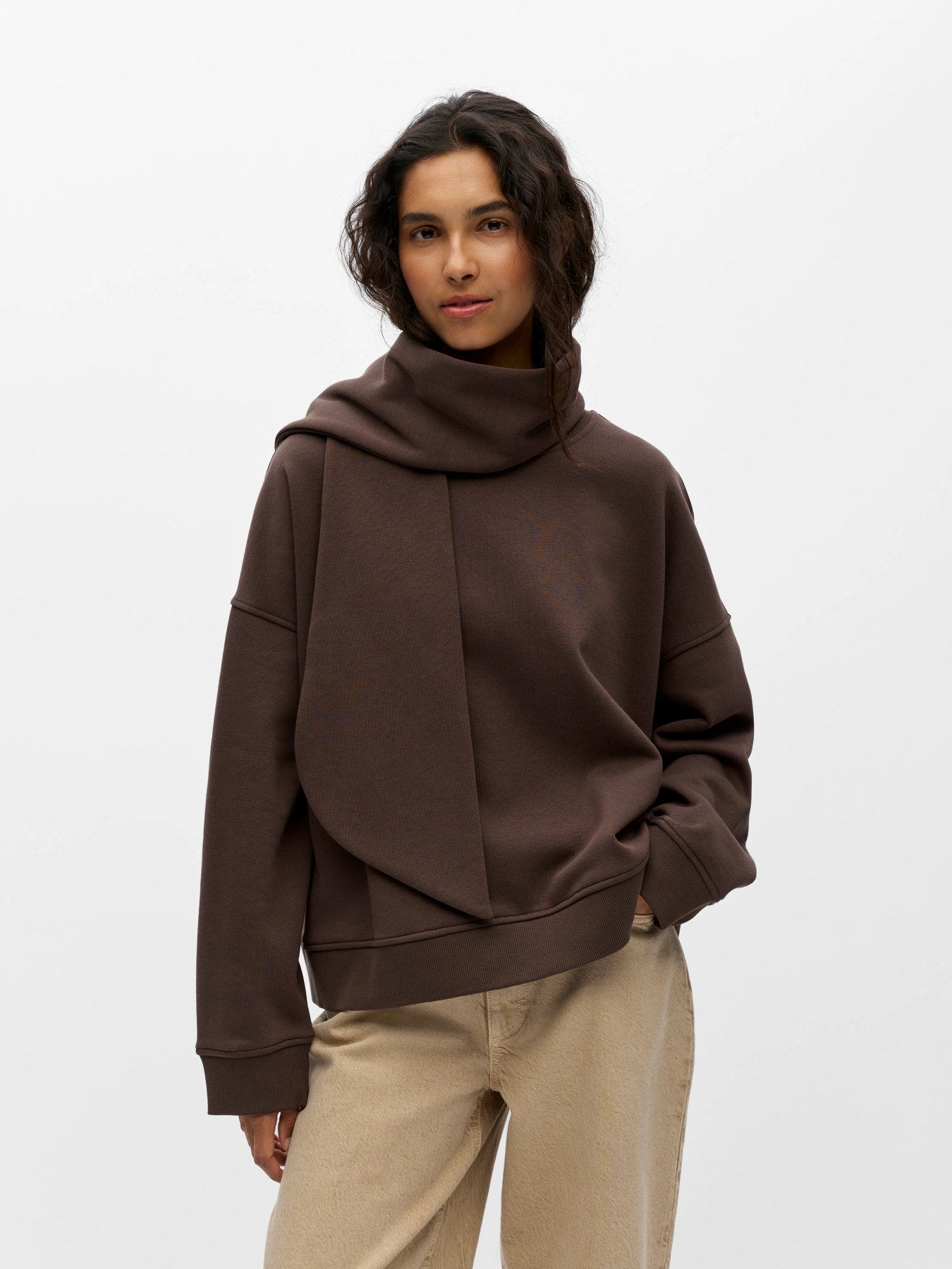 Arina tie sweatshirt -brown