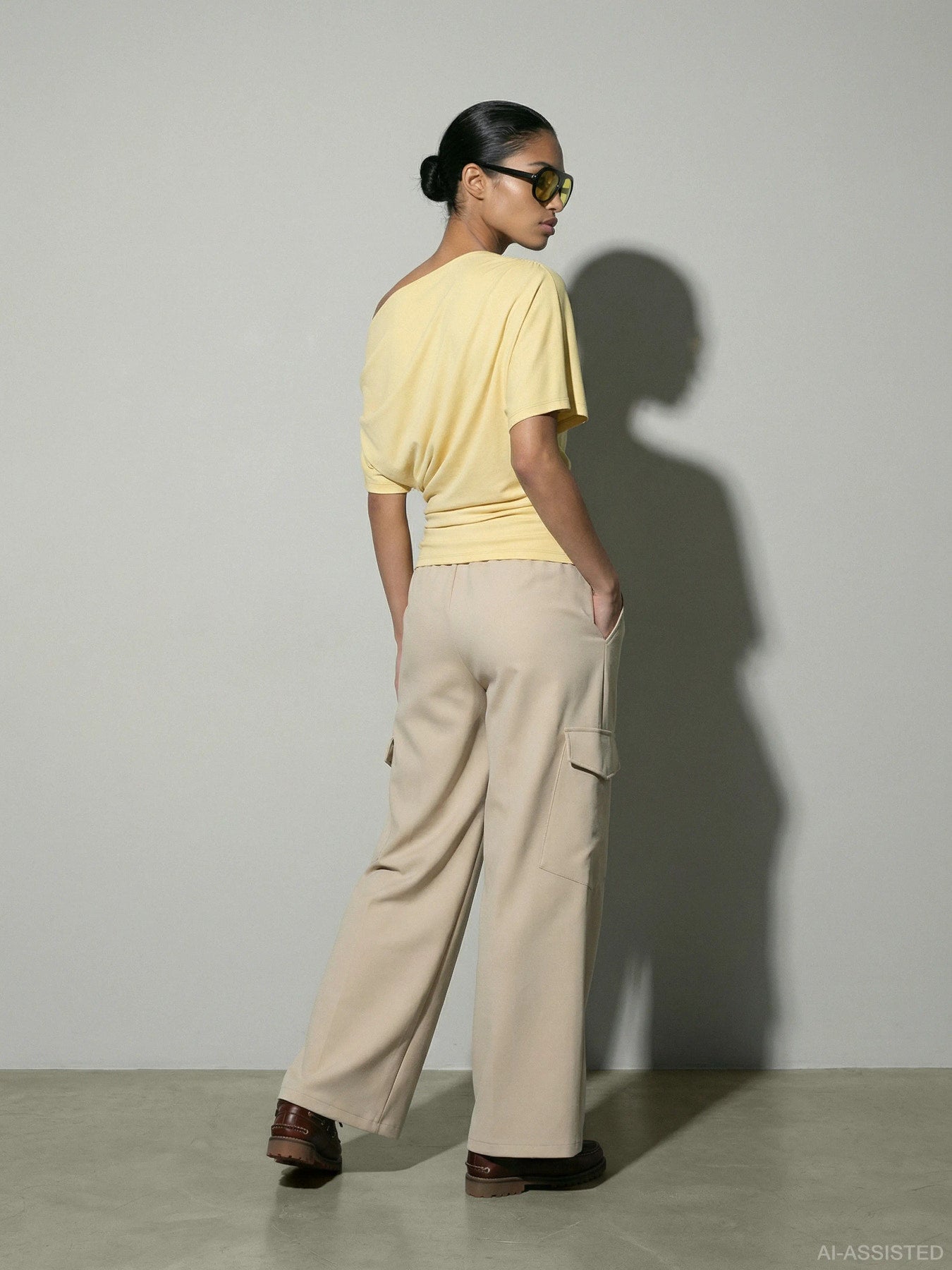 Kamma draped off-shoulder top