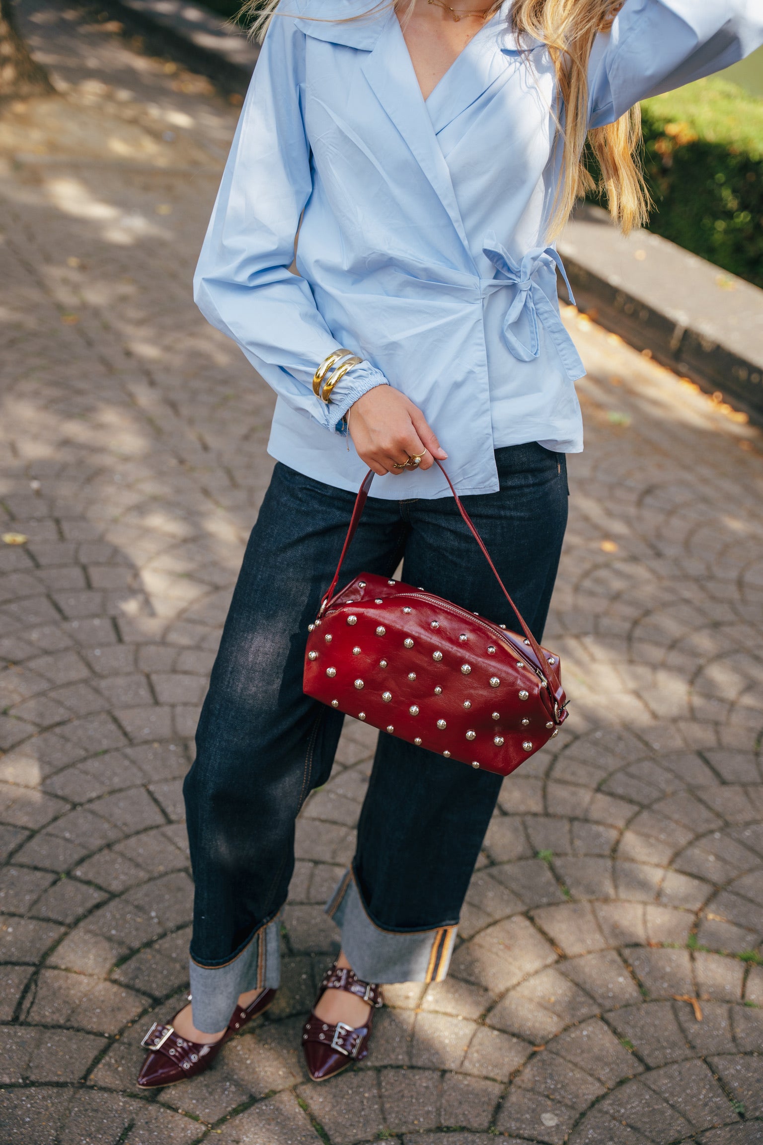 Gea studded bag burgundy