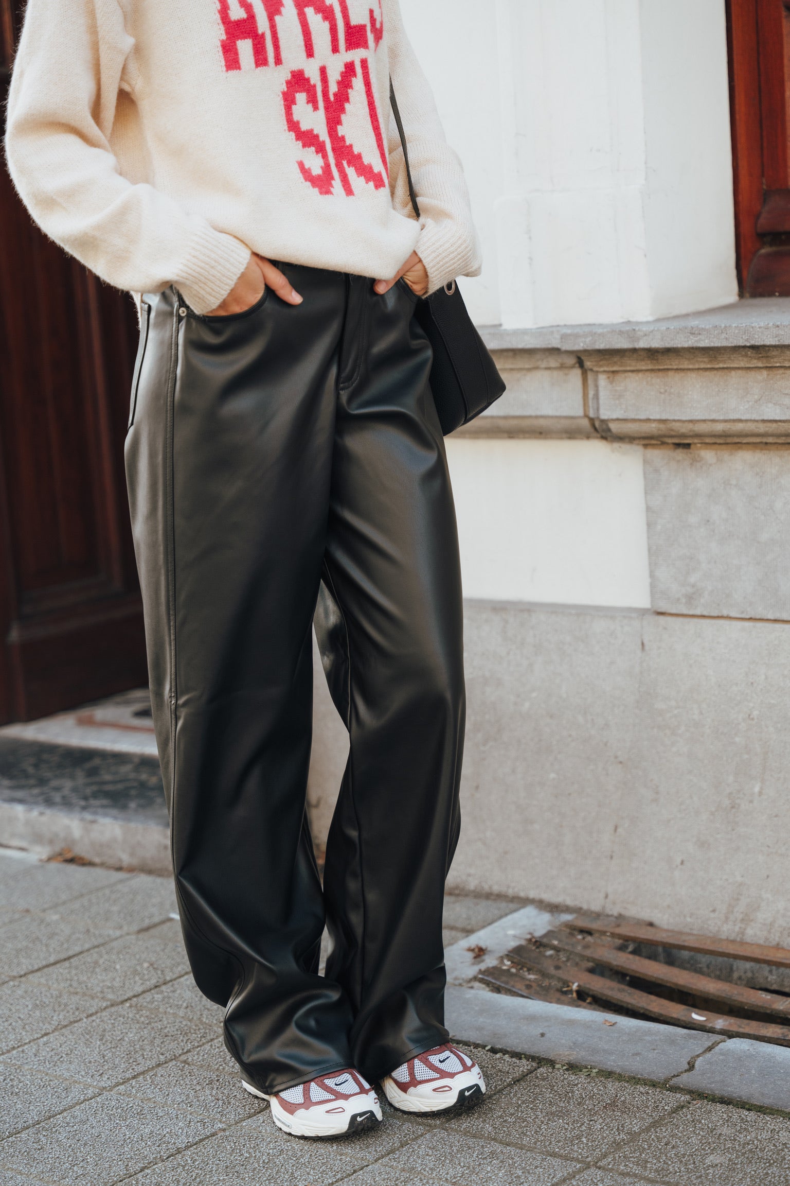 Hannah faux leather trousers black
