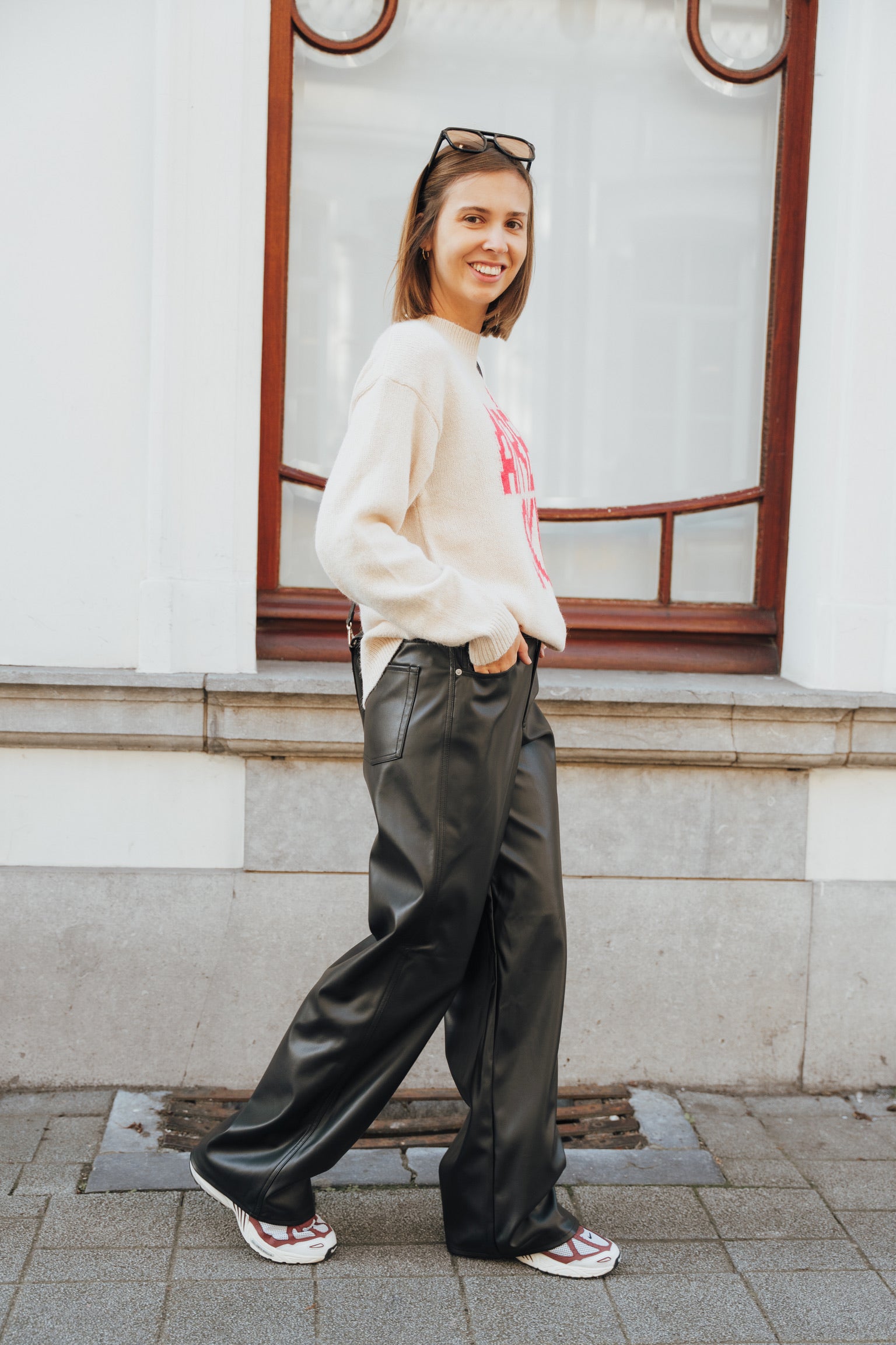 Hannah faux leather trousers black