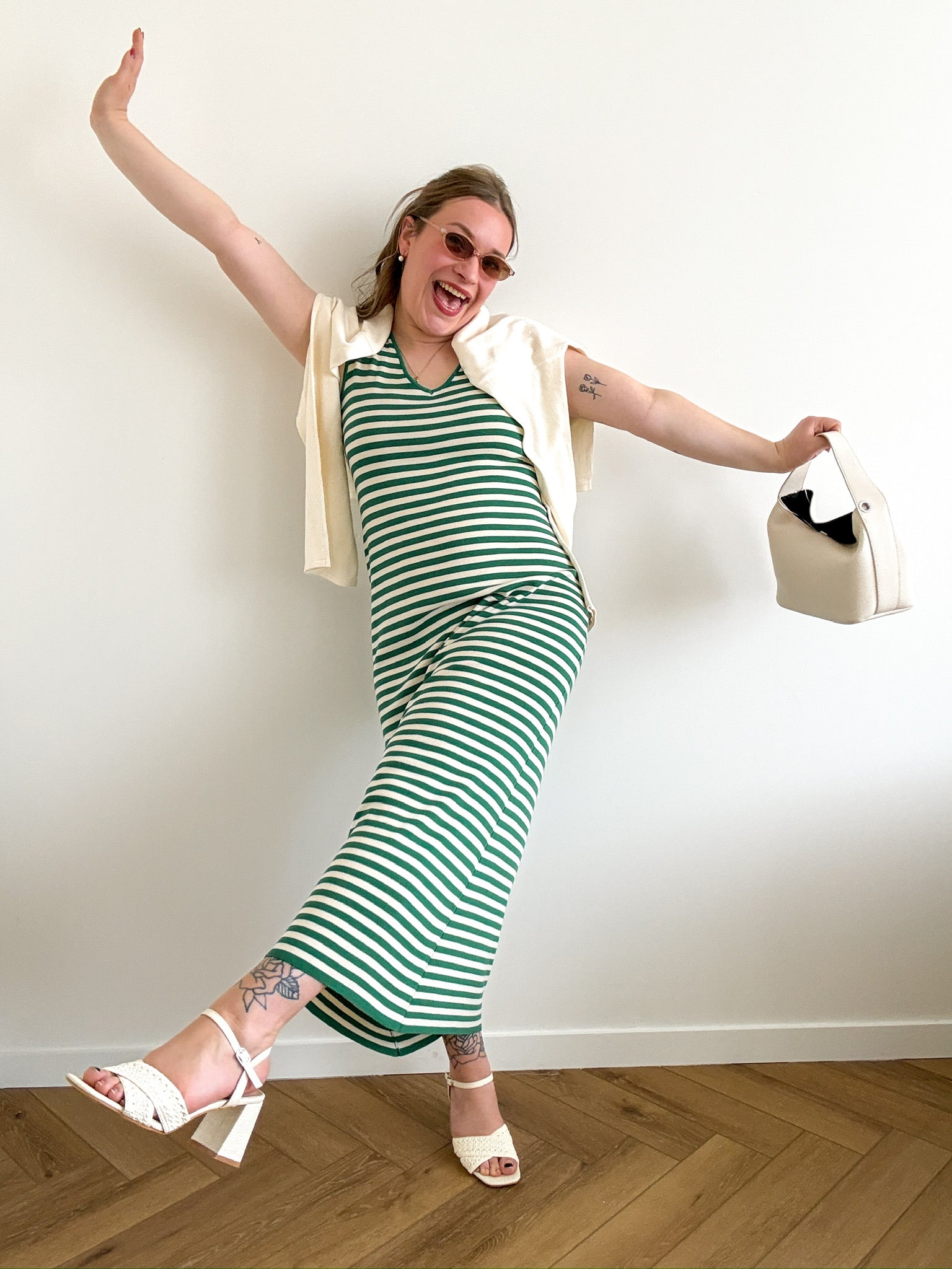 Jade striped maxidress