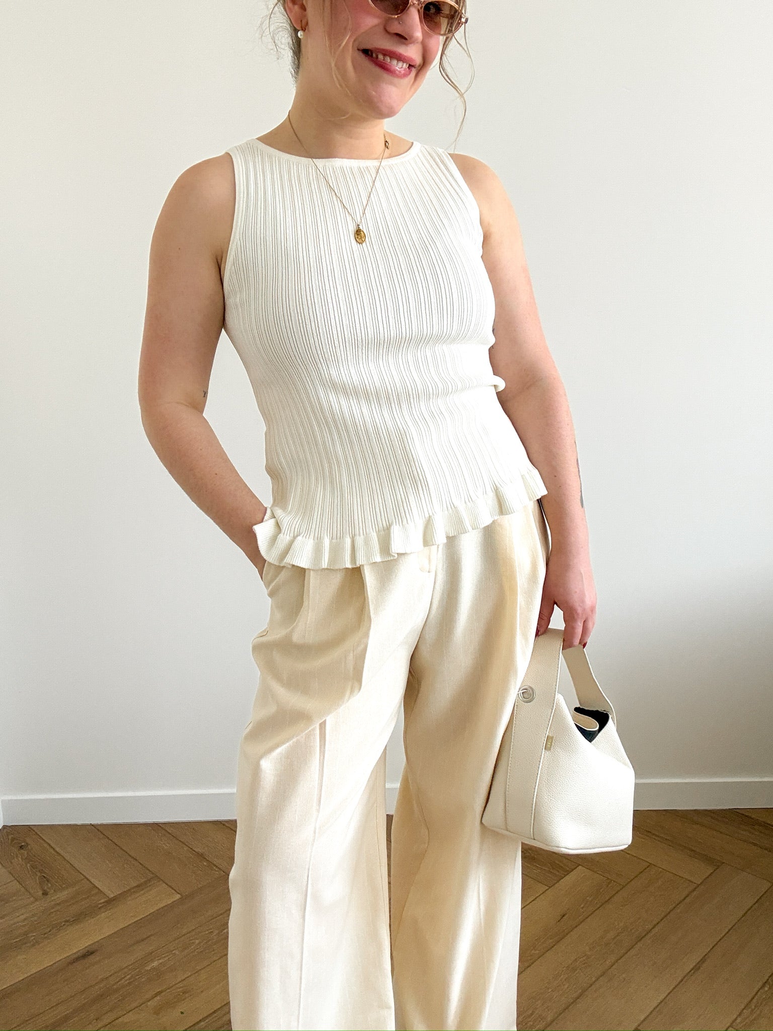 Hazel knit top white