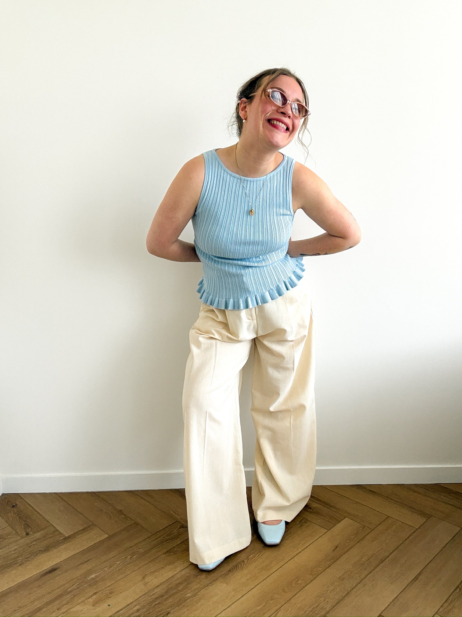 Hazel knit top blue