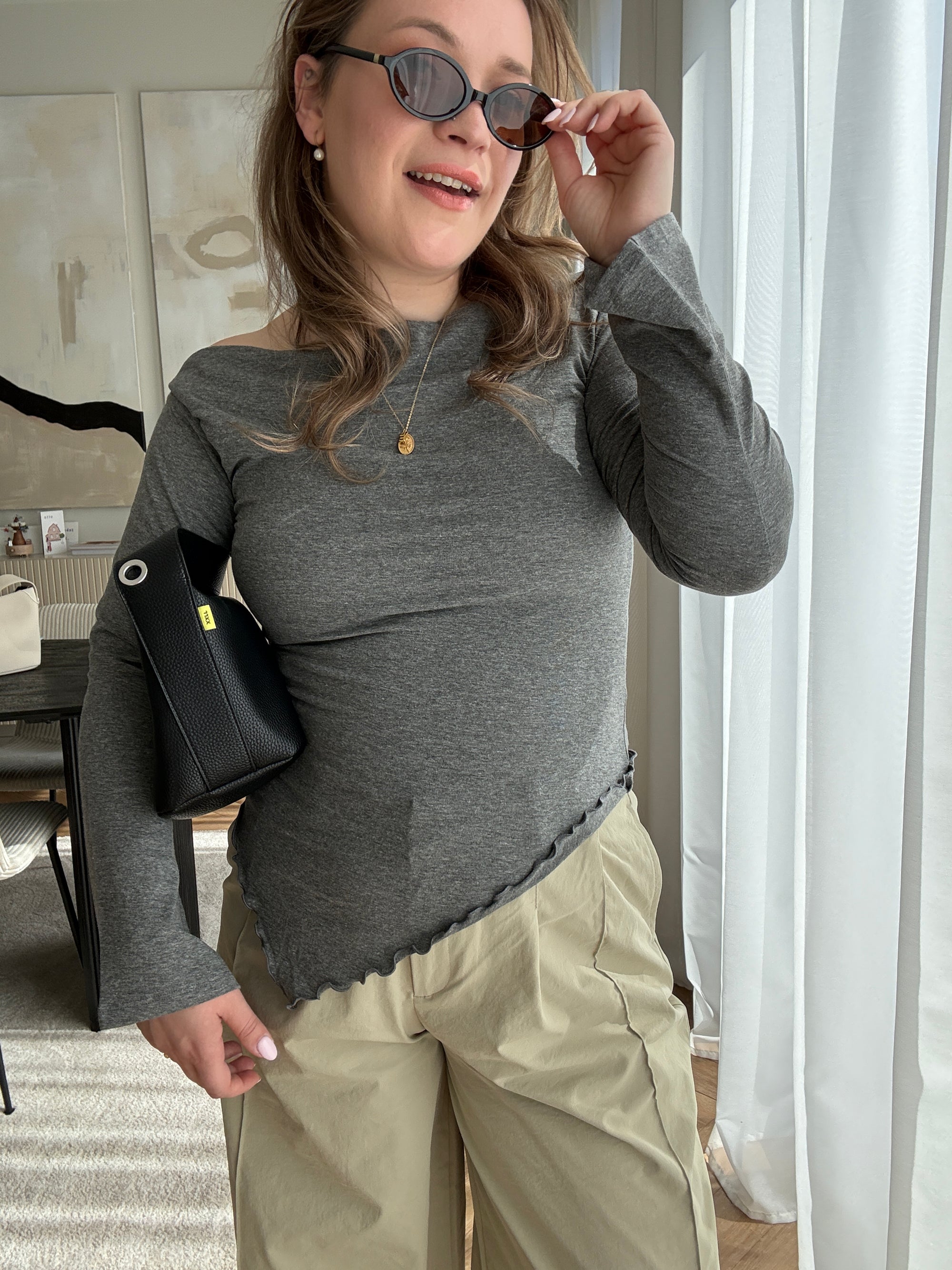 Thea asym top grey
