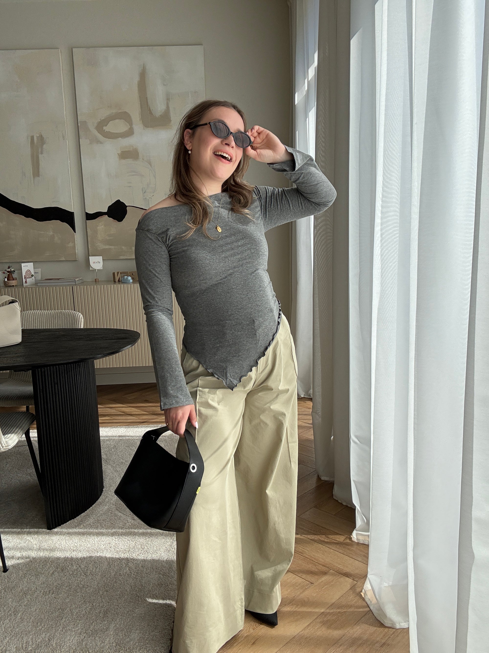 Thea asym top grey