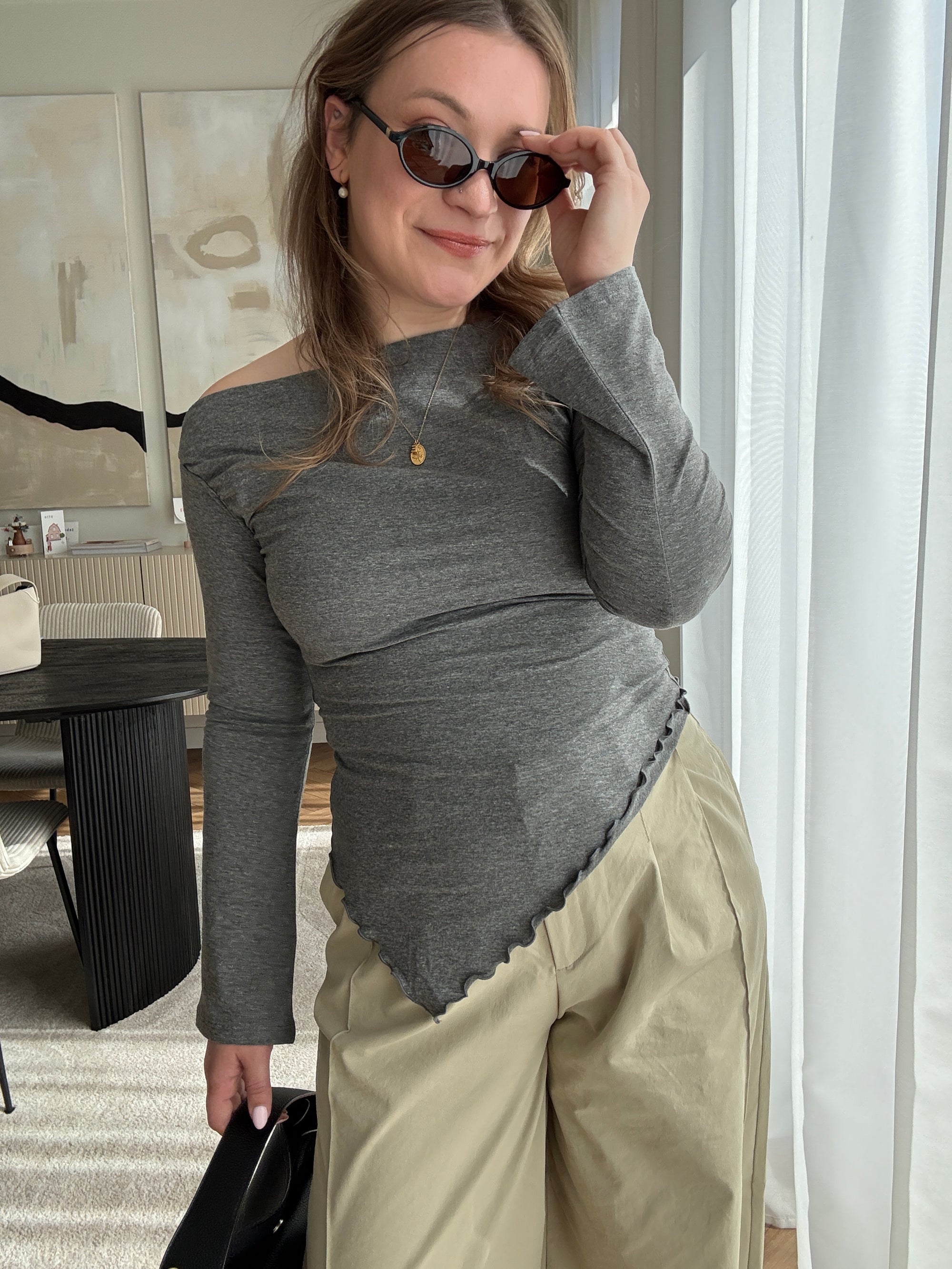 Thea asym top grey