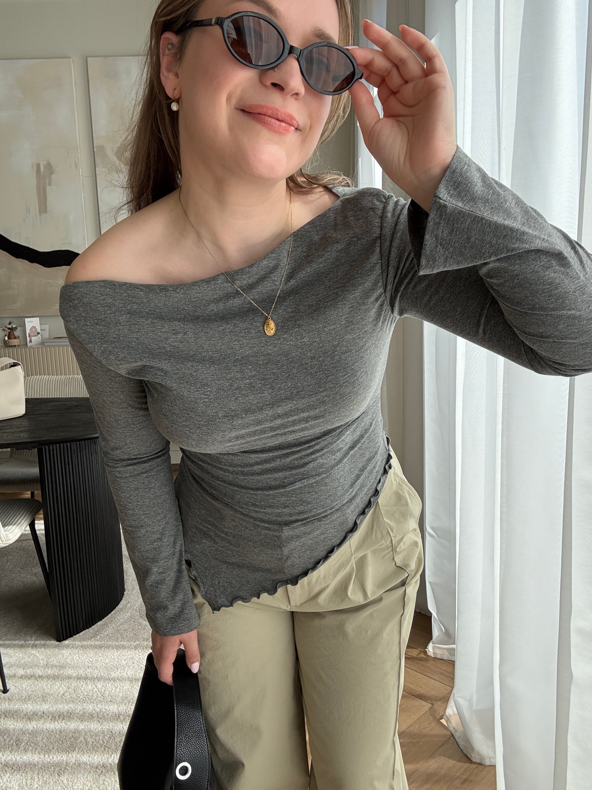 Thea asym top grey