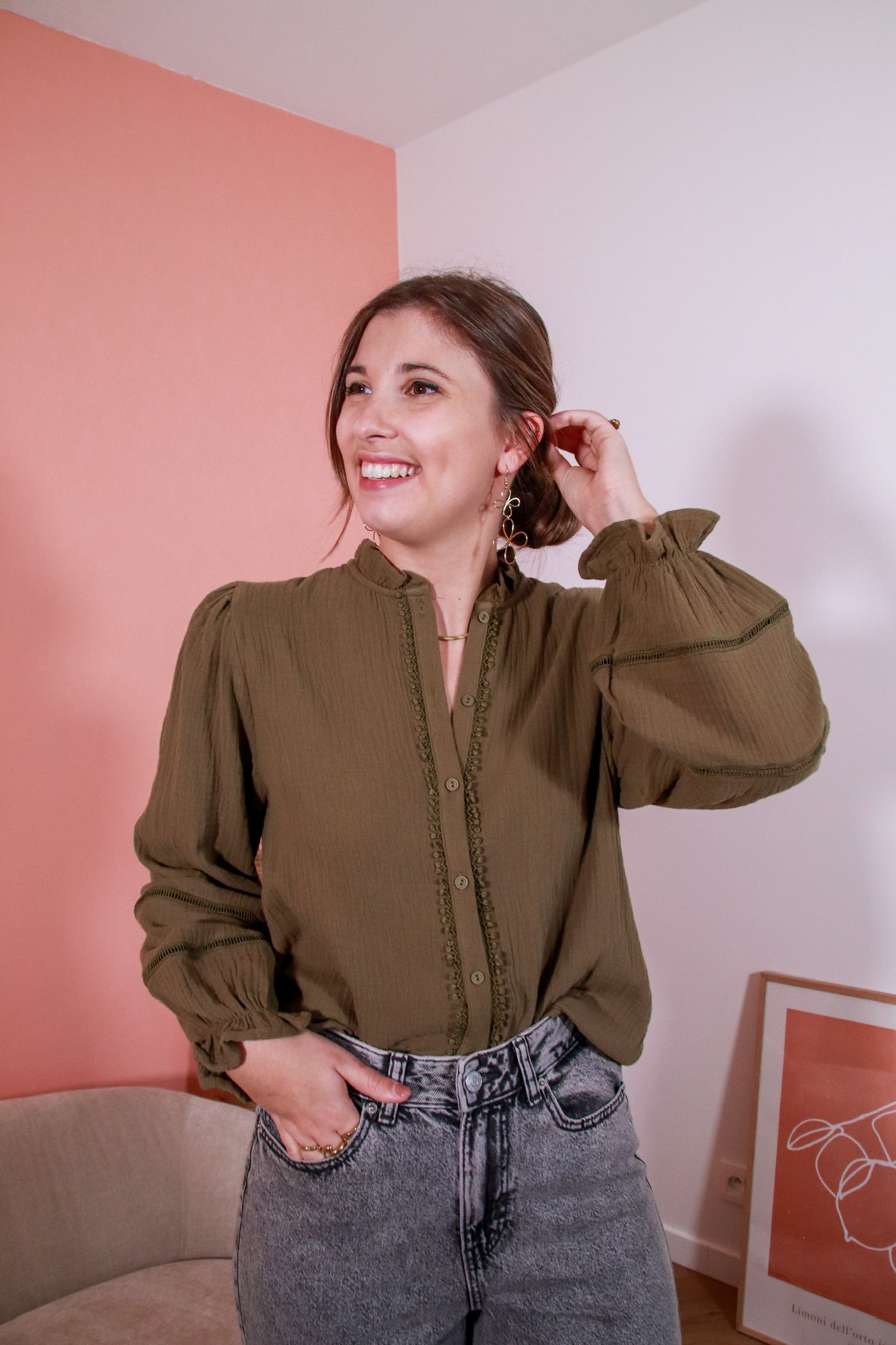 Mabel tetra blouse khaki