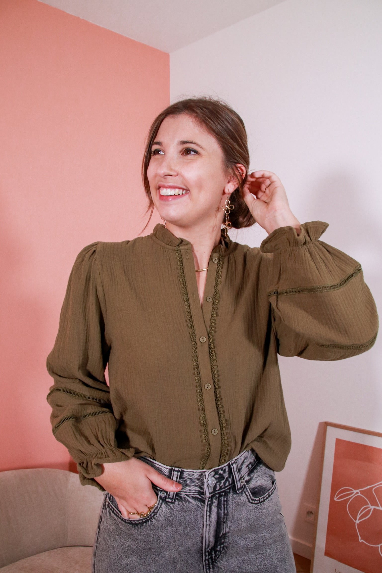 Mabel tetra blouse khaki