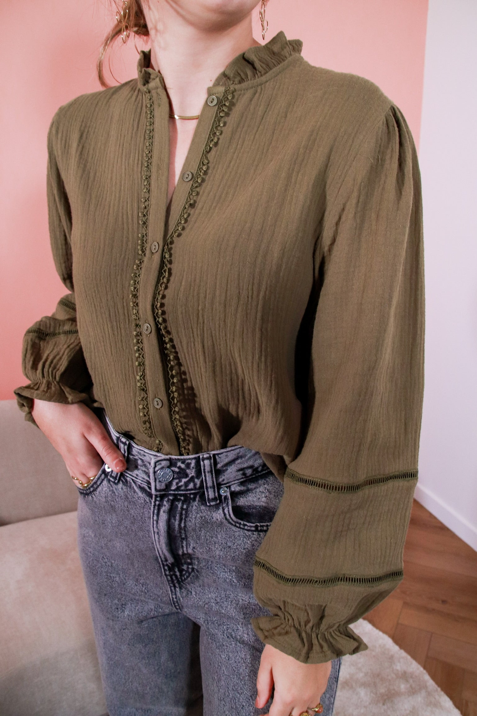 Mabel tetra blouse khaki