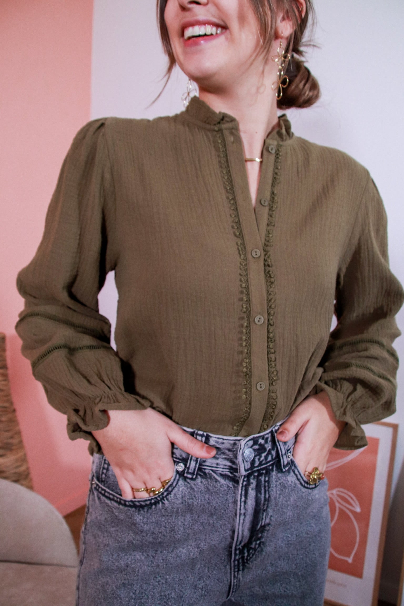 Mabel tetra blouse khaki