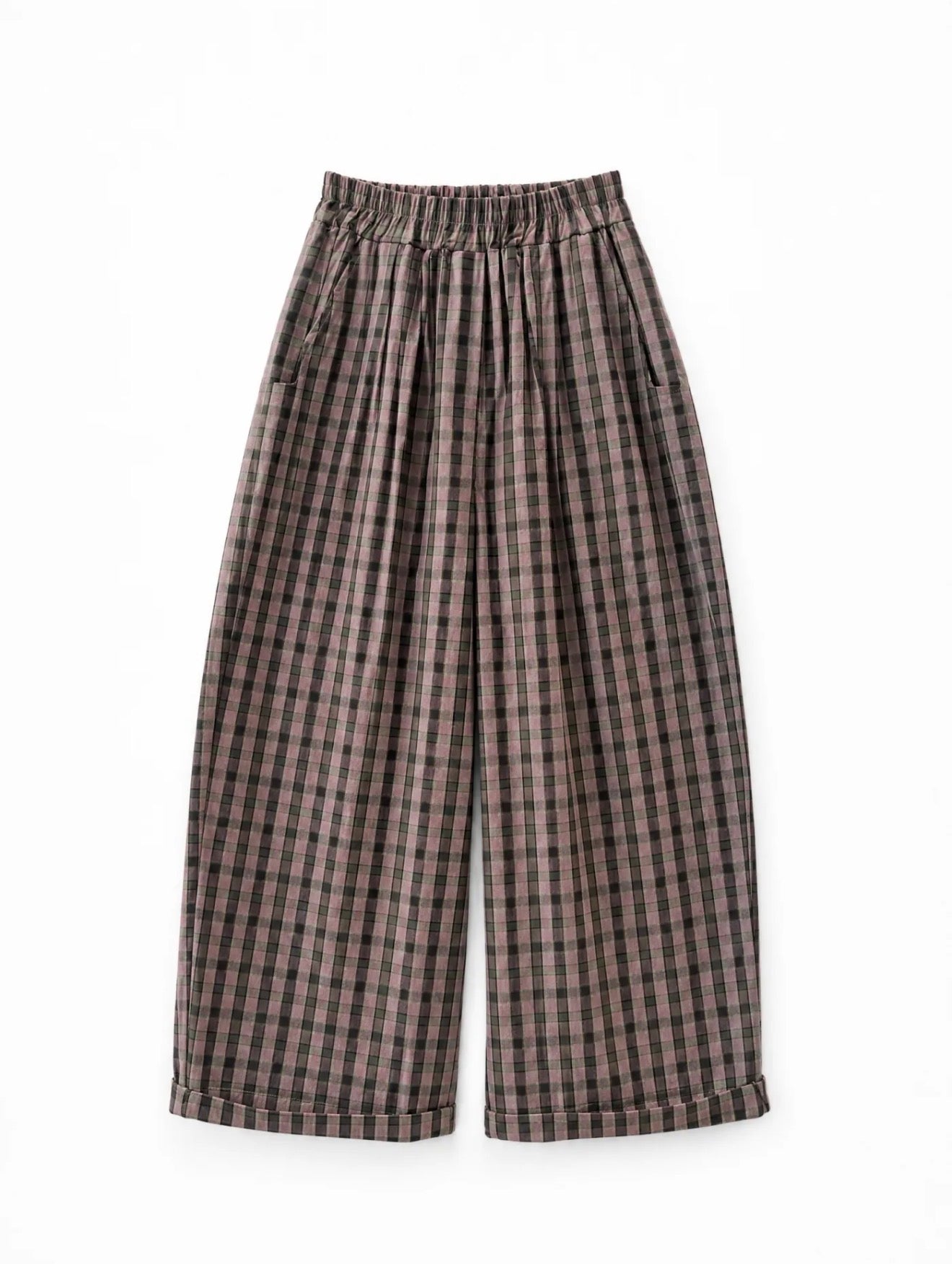 Maite check barrel trousers